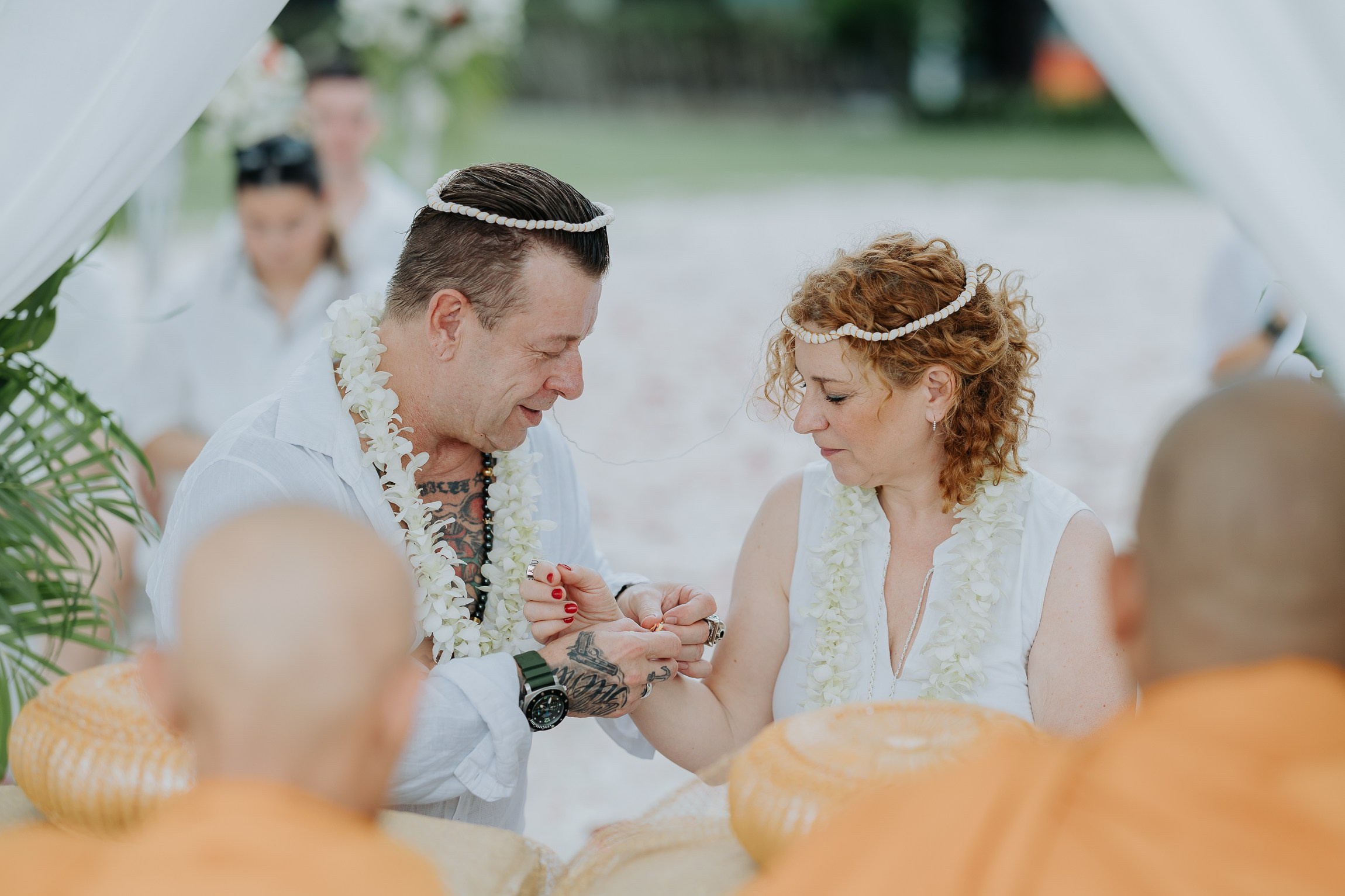 Simone & Matthias Peter. Buddhist blessing wedding Ceremony on Koh Samui, Thailand