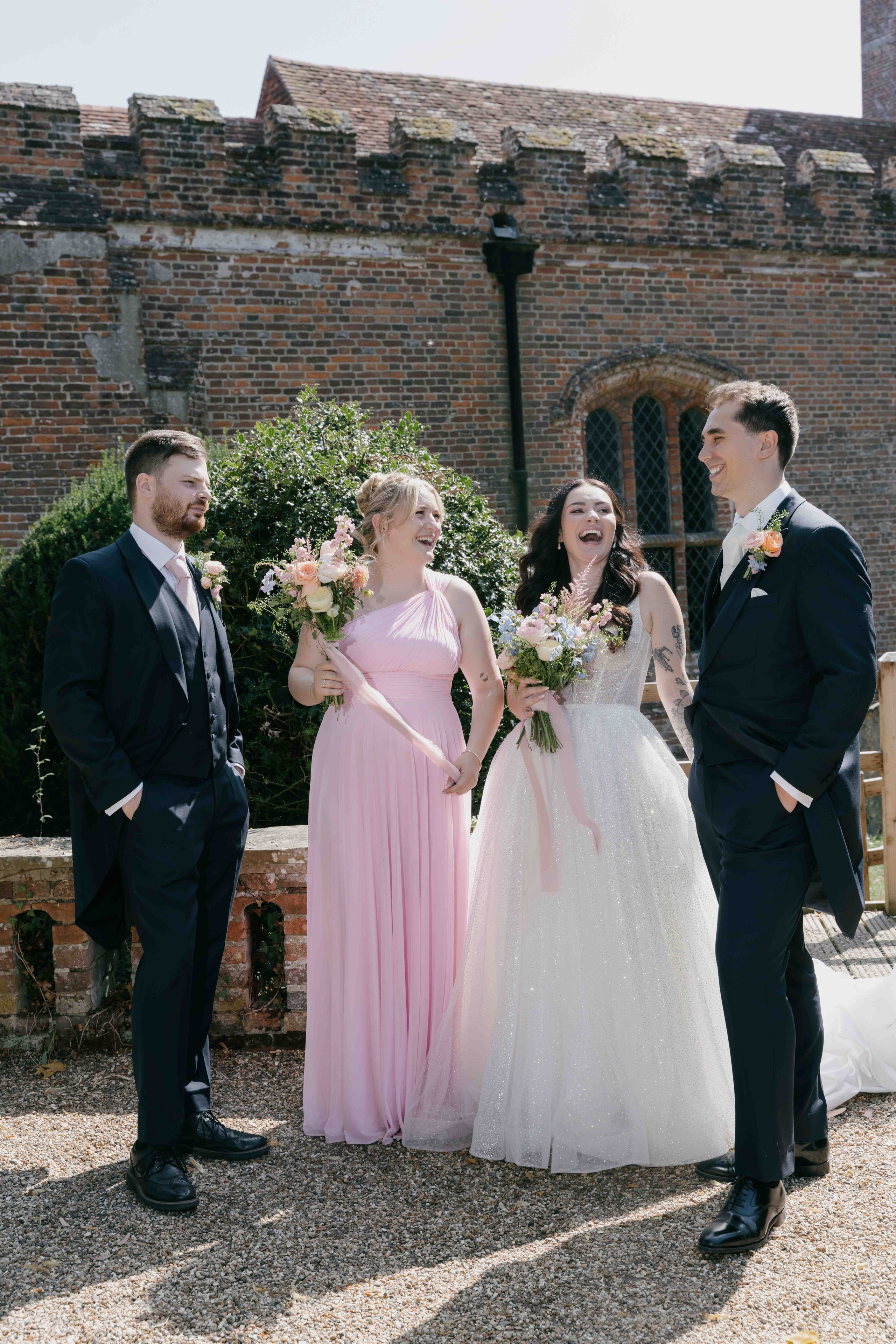     bridal party portrait Essex countryside wedding venue