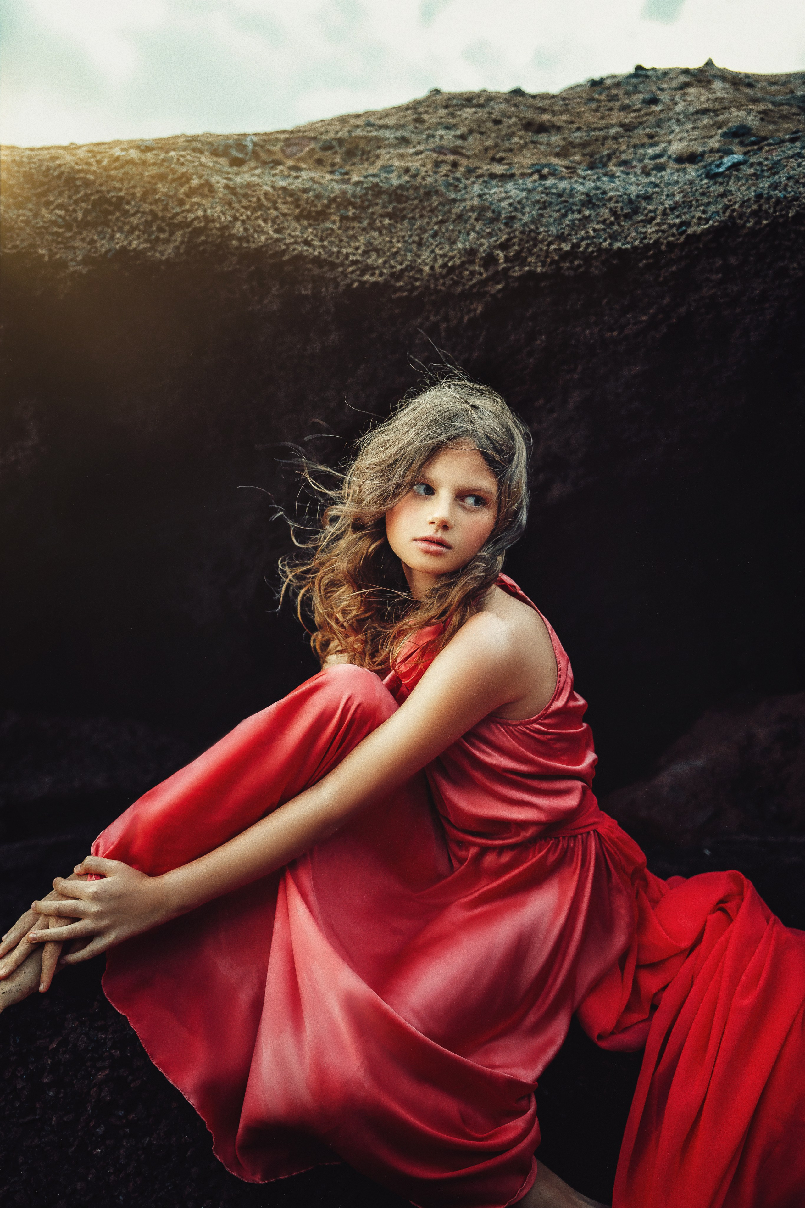 Coral pink girl dress 20€. Professional photography in Tenerife Tania Bonnet