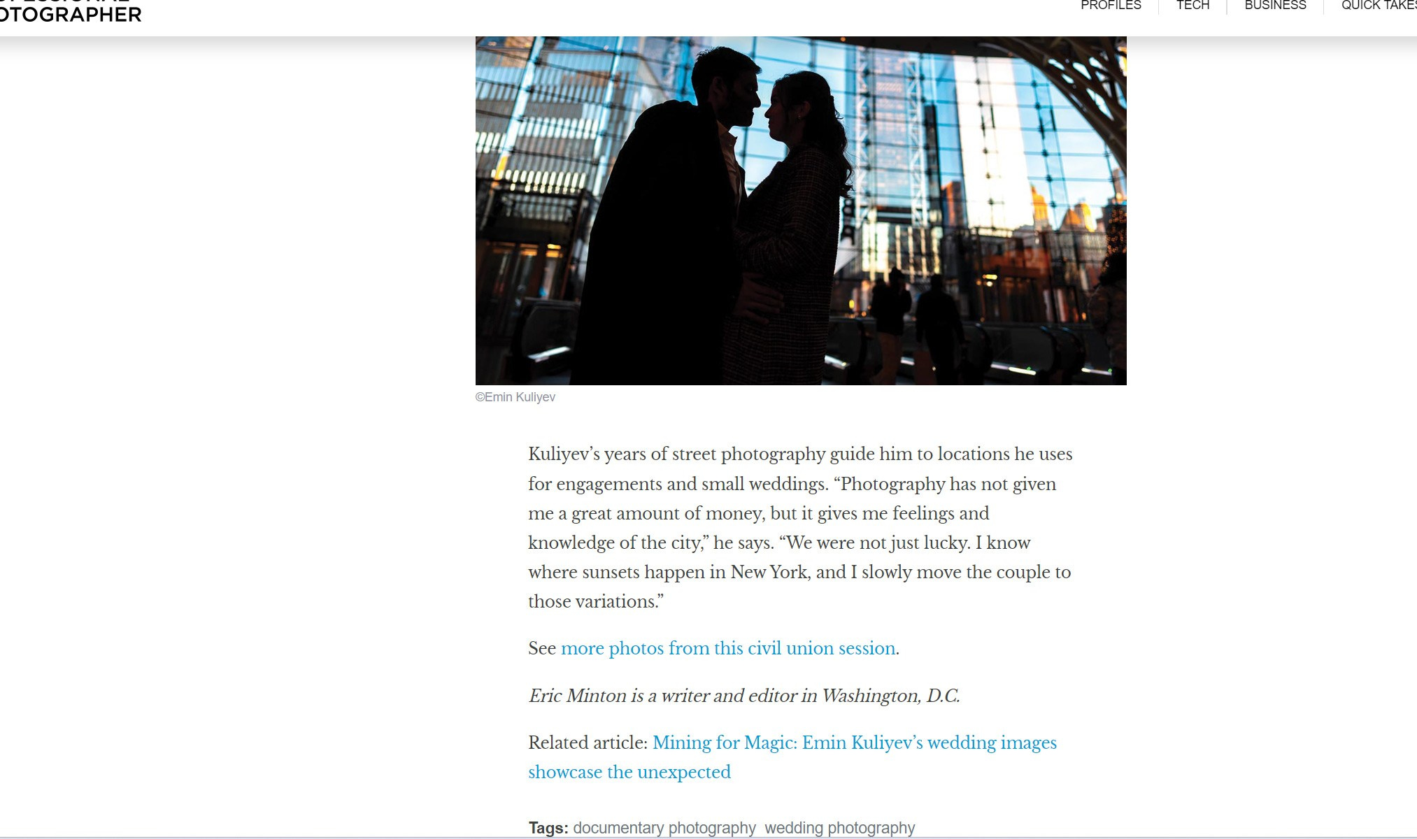 Two short articles about me in the latest issue of  (PPA) magazine. Emin Kuliyev — Award-Winning Wedding Photojournalist NYC & USA | Best Wedding Photographer Known for Candid, Timeless Moments