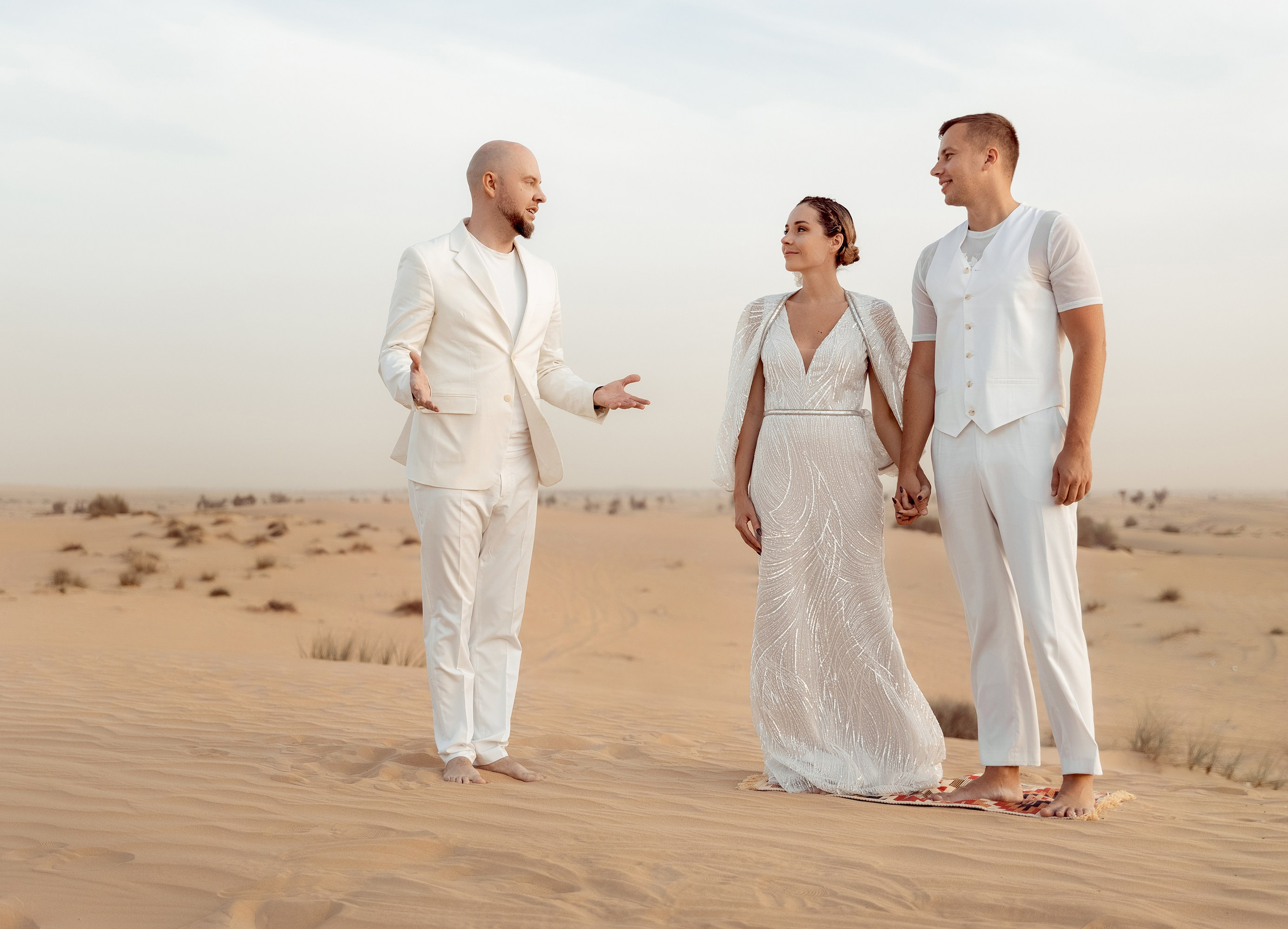 Bride and groom are with intending spouse