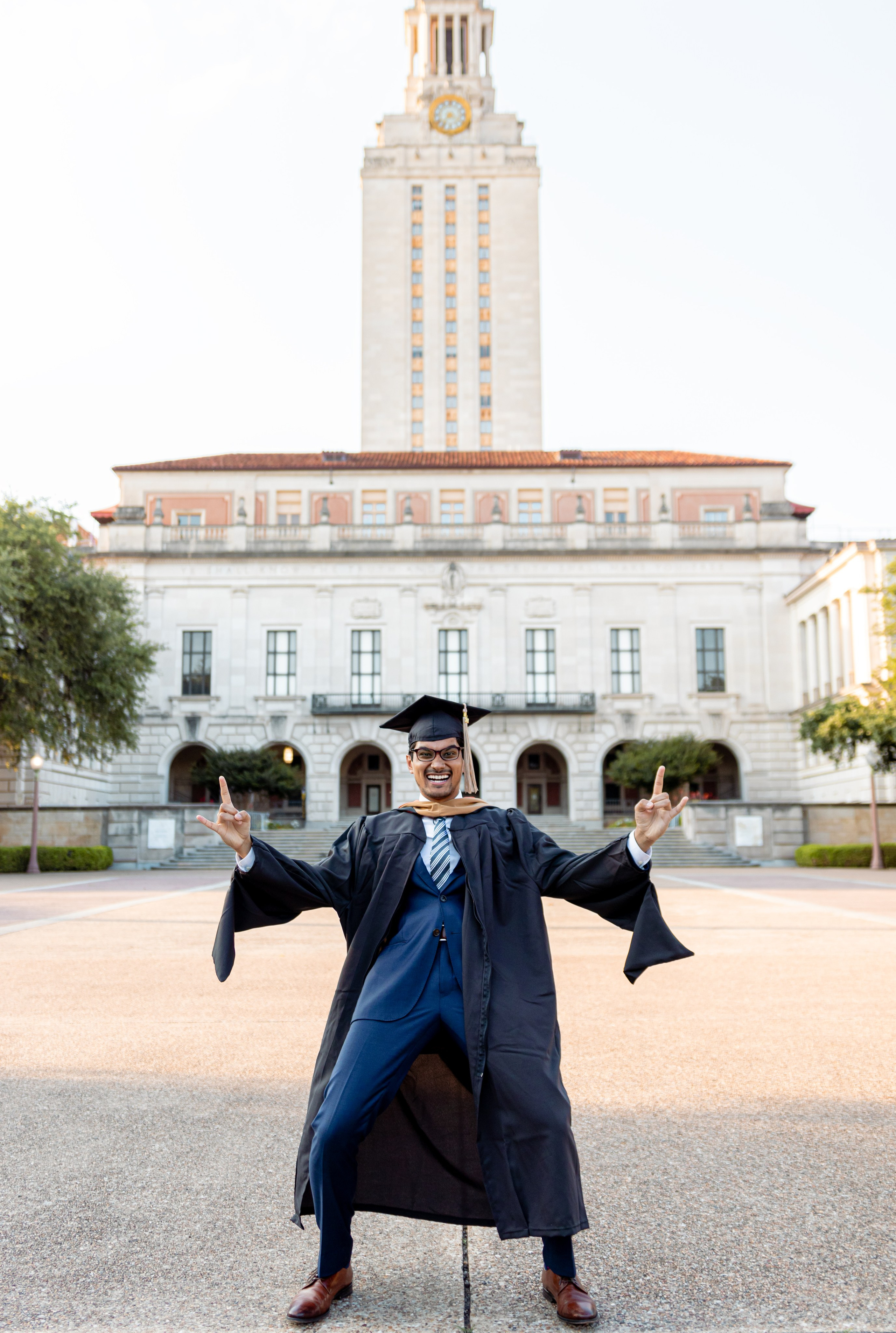Samir's graduation photoshoot at the University of Texas Austin