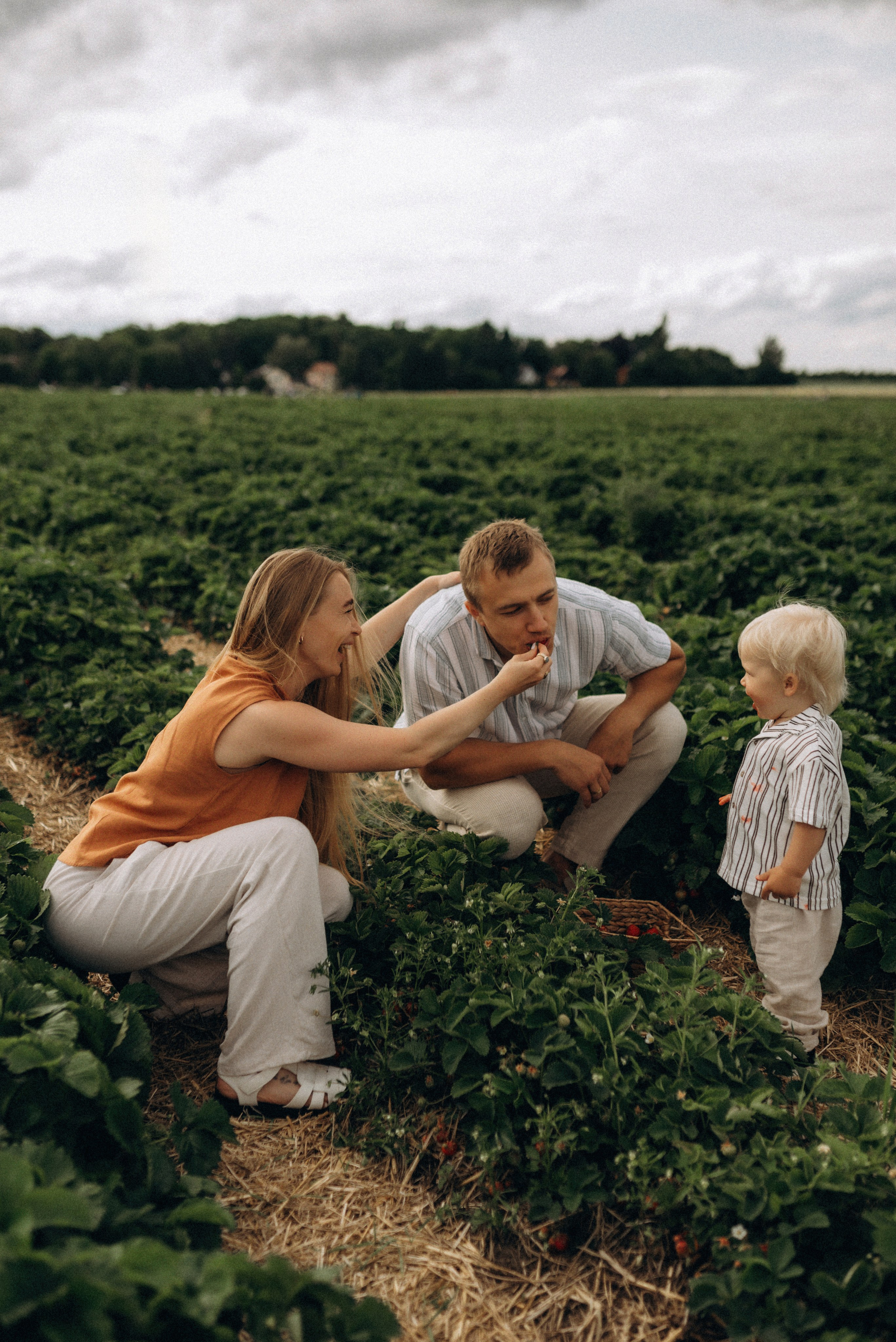 Семейная фотосессия в клубнике. Семейный фотограф Лейпциг, Германия