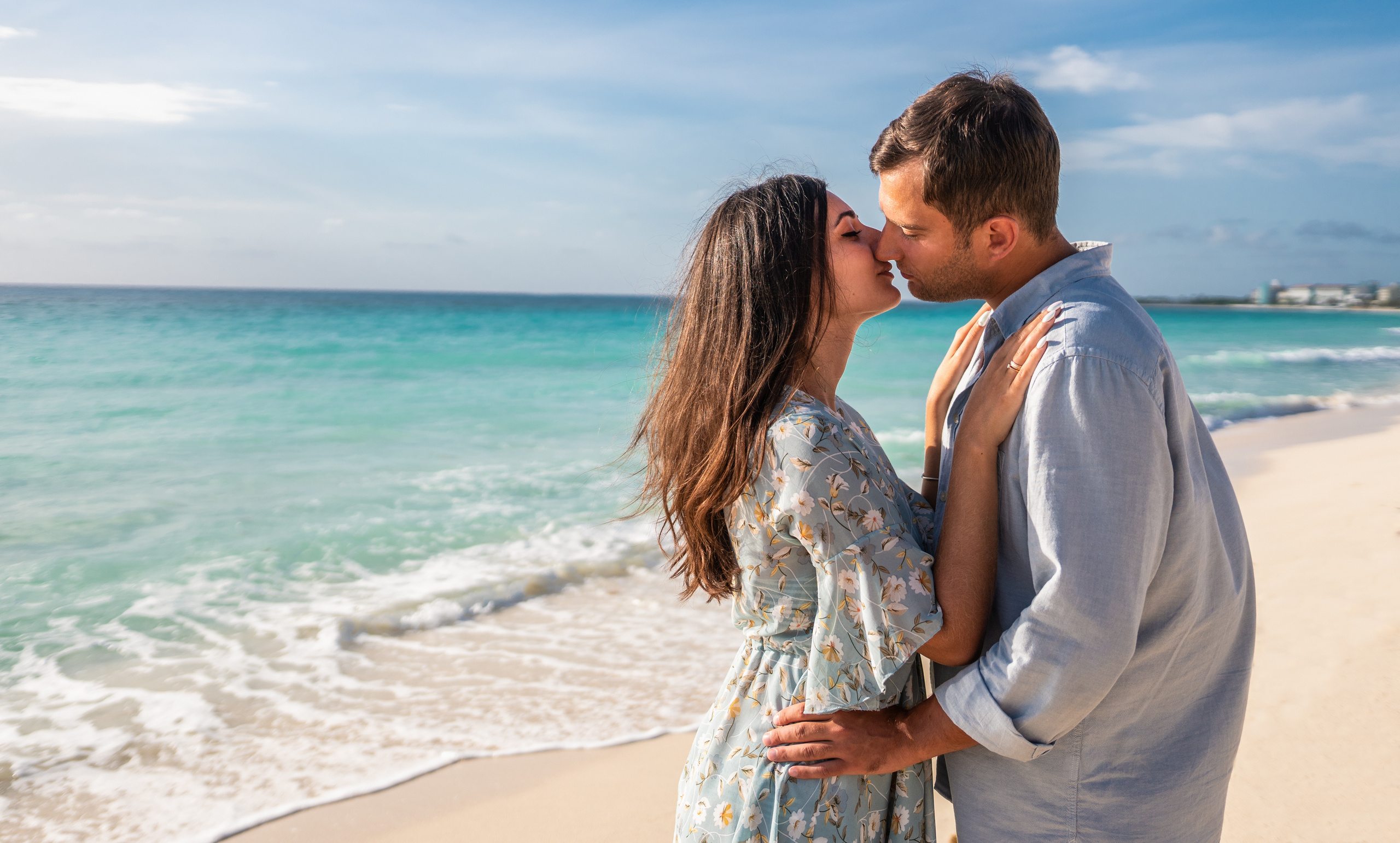 Sensual beach engagement session in Playa del Carmen
