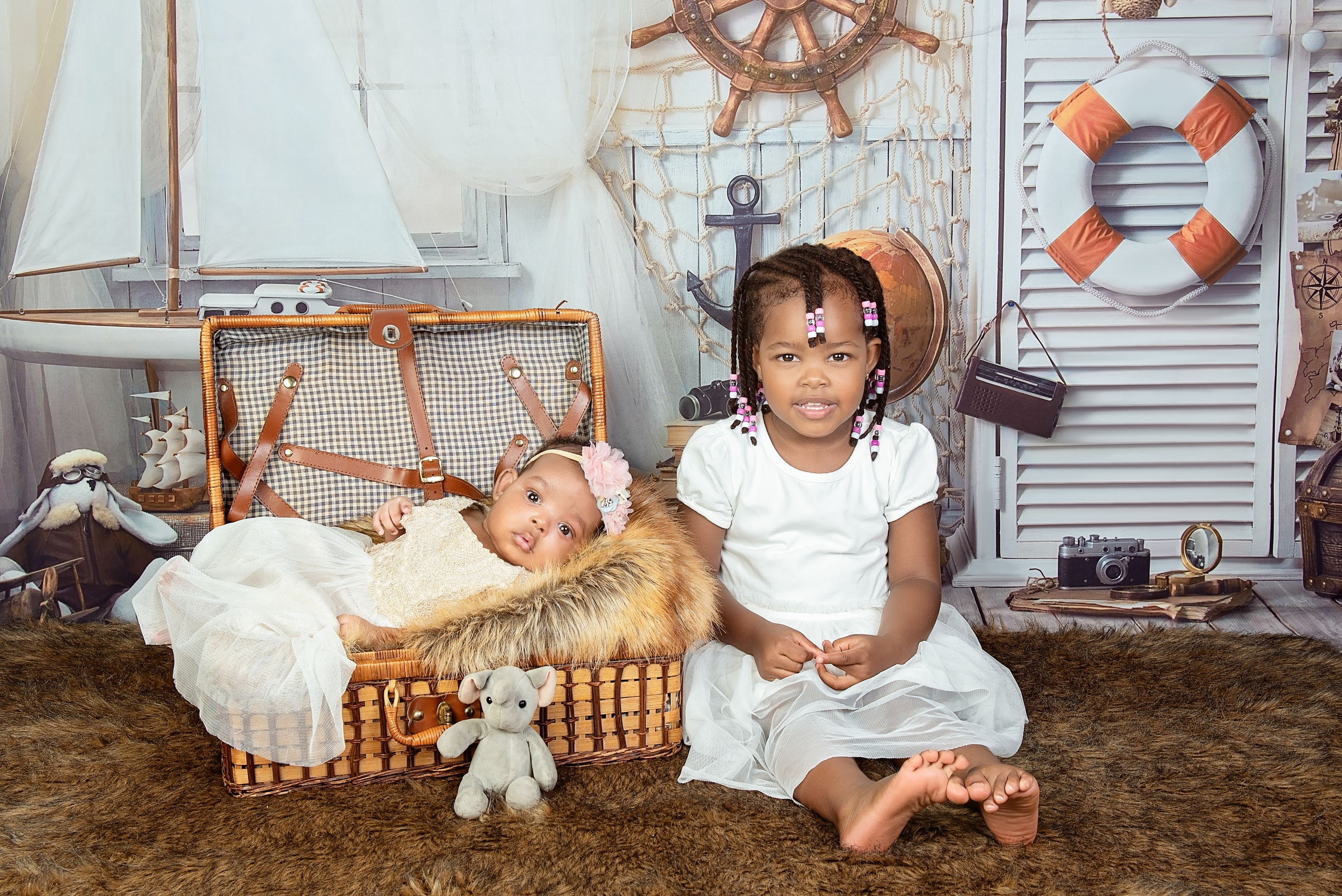 Sibling newborn girl and 3 year sister photo shoot Nairobi Kenya