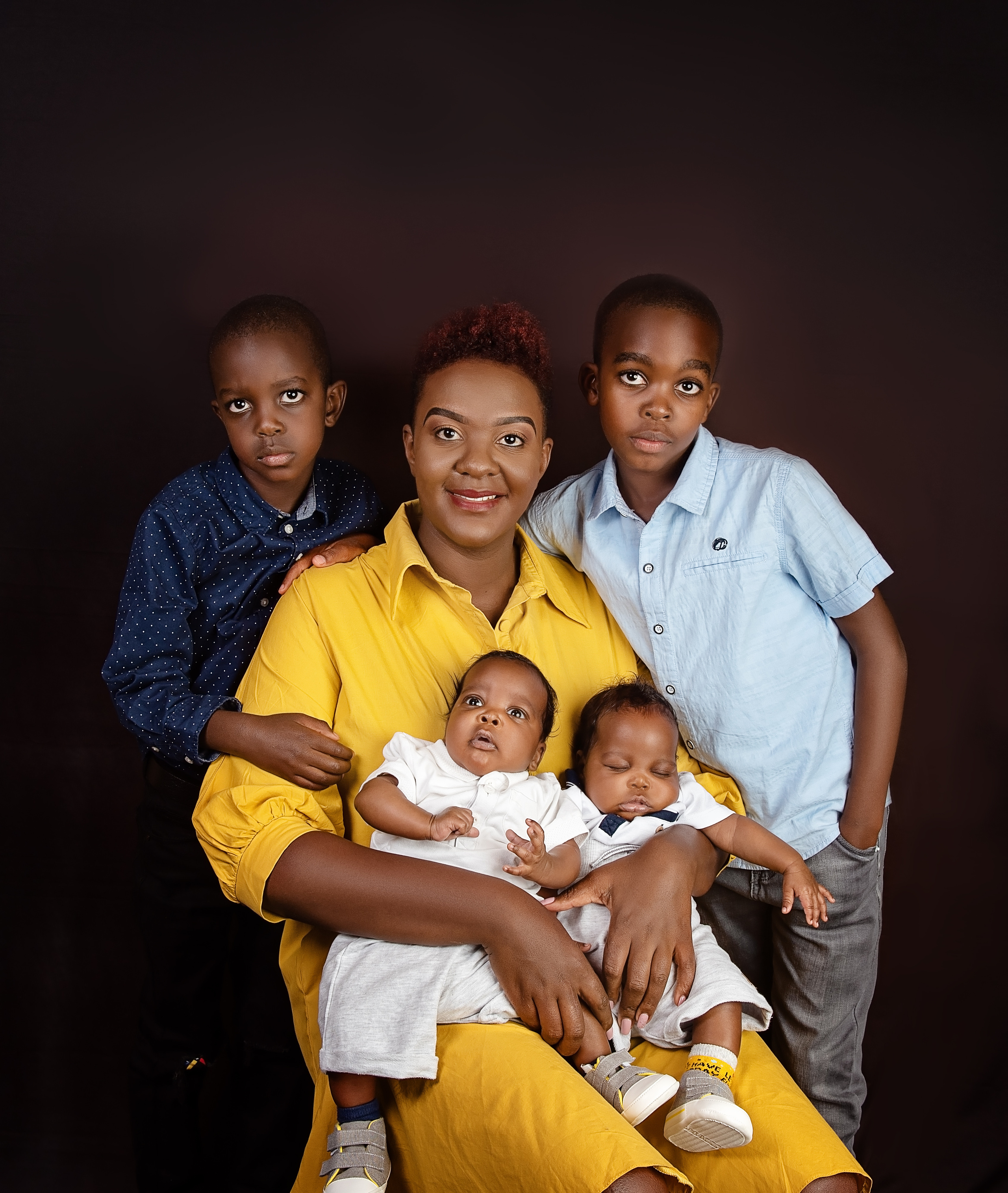 Beautiful black family mother big brothers twins boys Nairobi Mombasa Kenya
