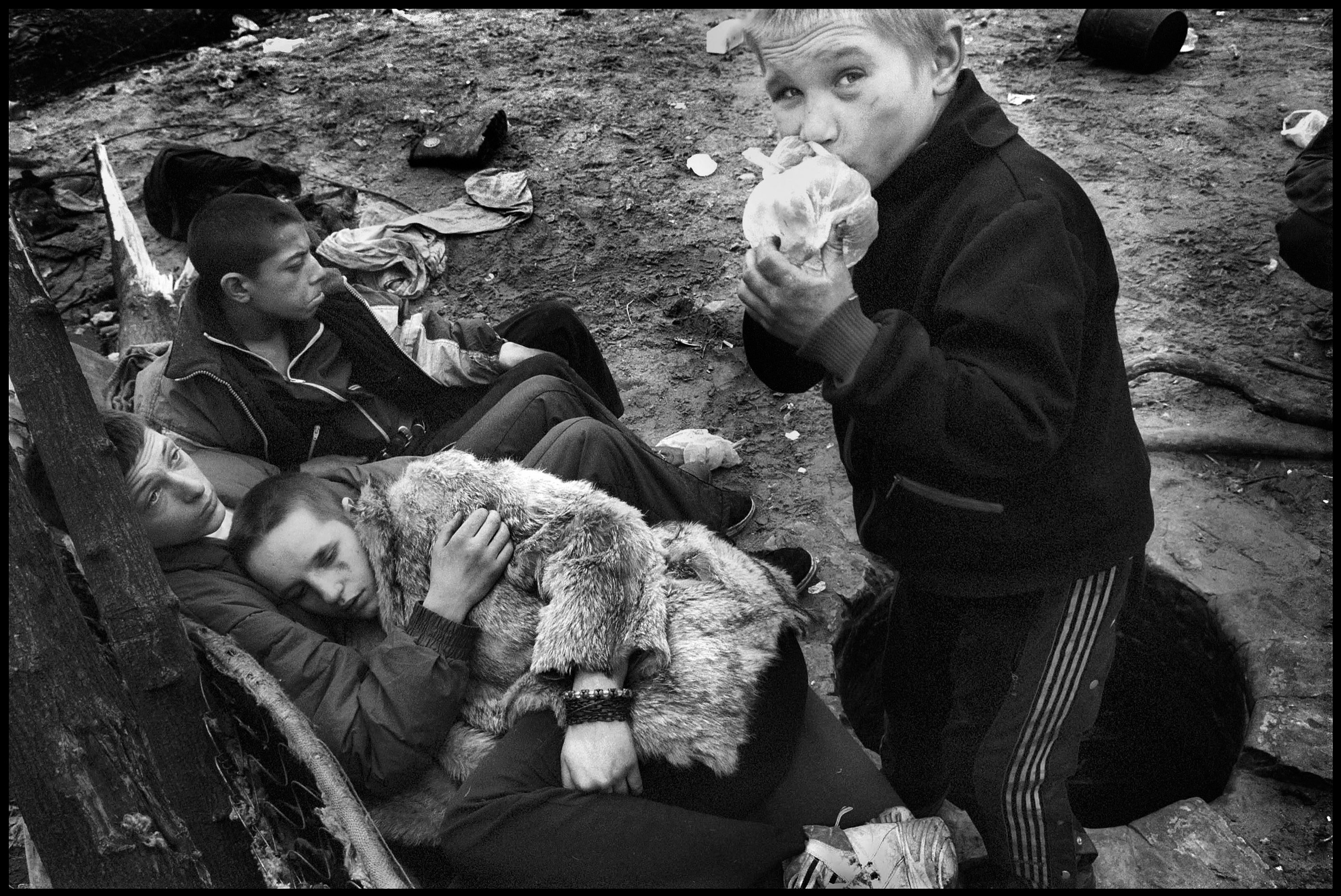 Suffering from a broken nose and bruised ribs Natasha Dzhuley, 16, whimpers in pain as her boyfriend tries to comfort her. She was beaten by her pimp’s men in what Ruslana believes was a warning to other prostitutes to stay in line. Though another child believes her pimp had her beaten because she was pregnant.