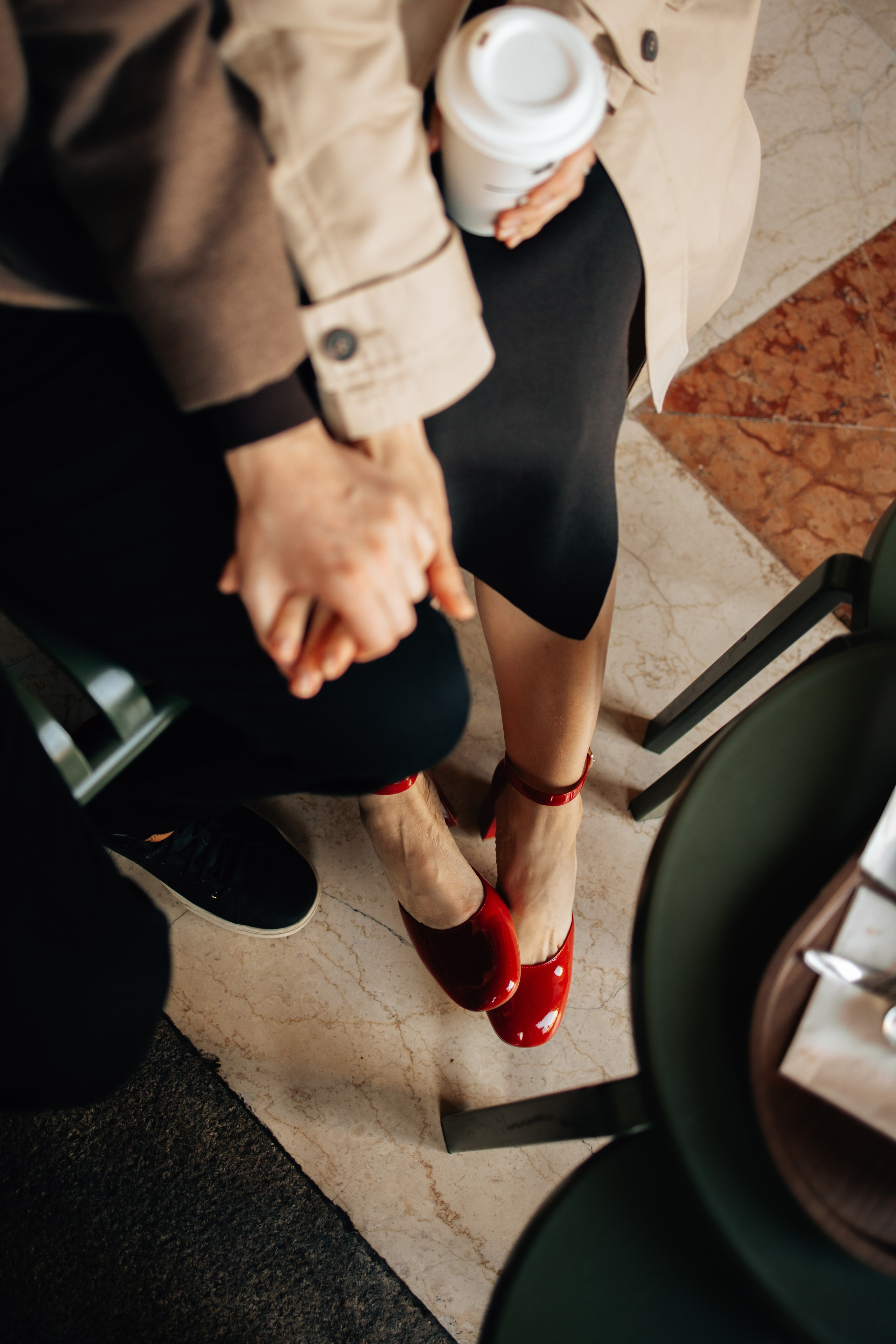 Cozy candid moment in a quiet Milan café