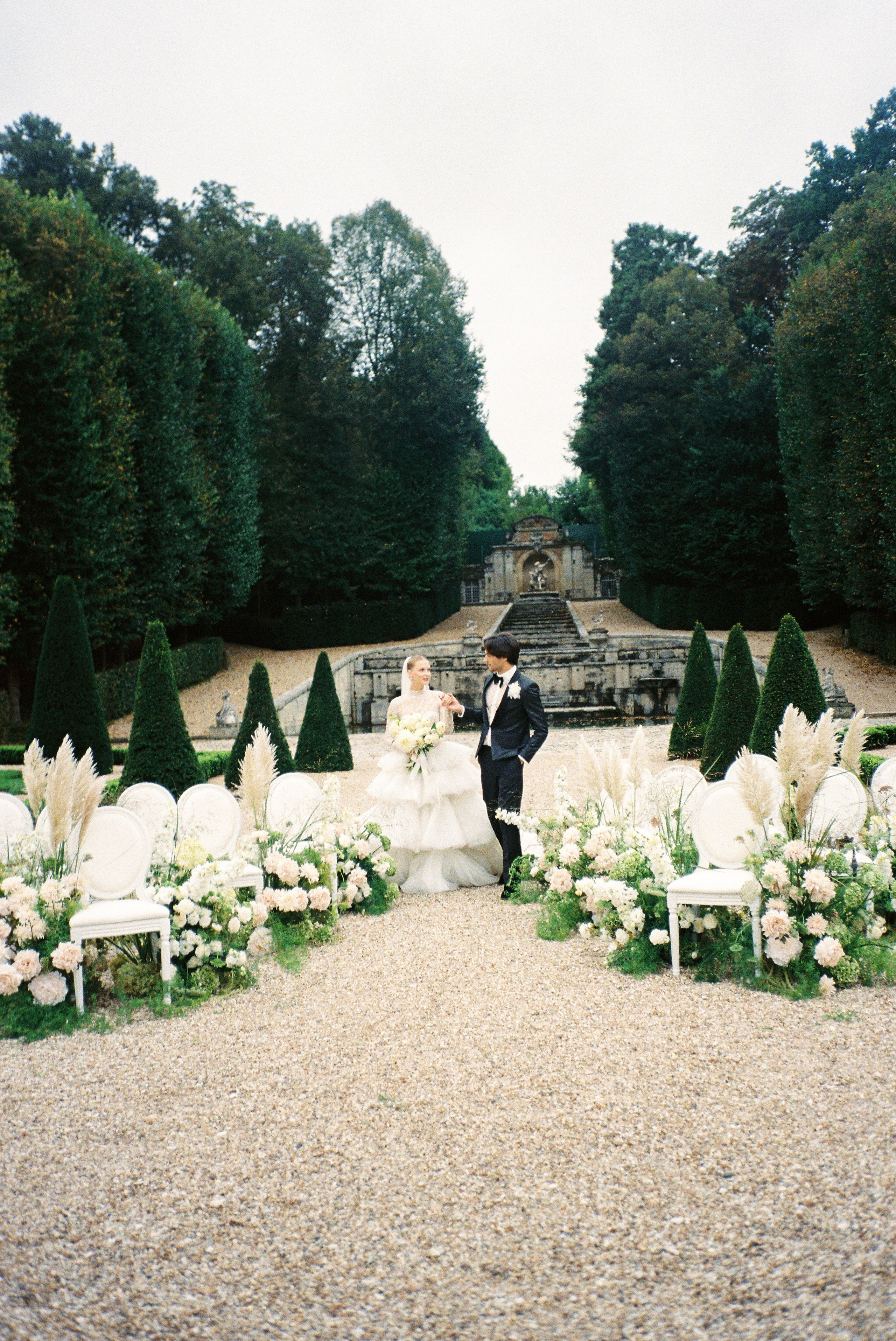 A luxury wedding at Chateau de Villette, just 40 minutes from Paris, captured entirely on film photography