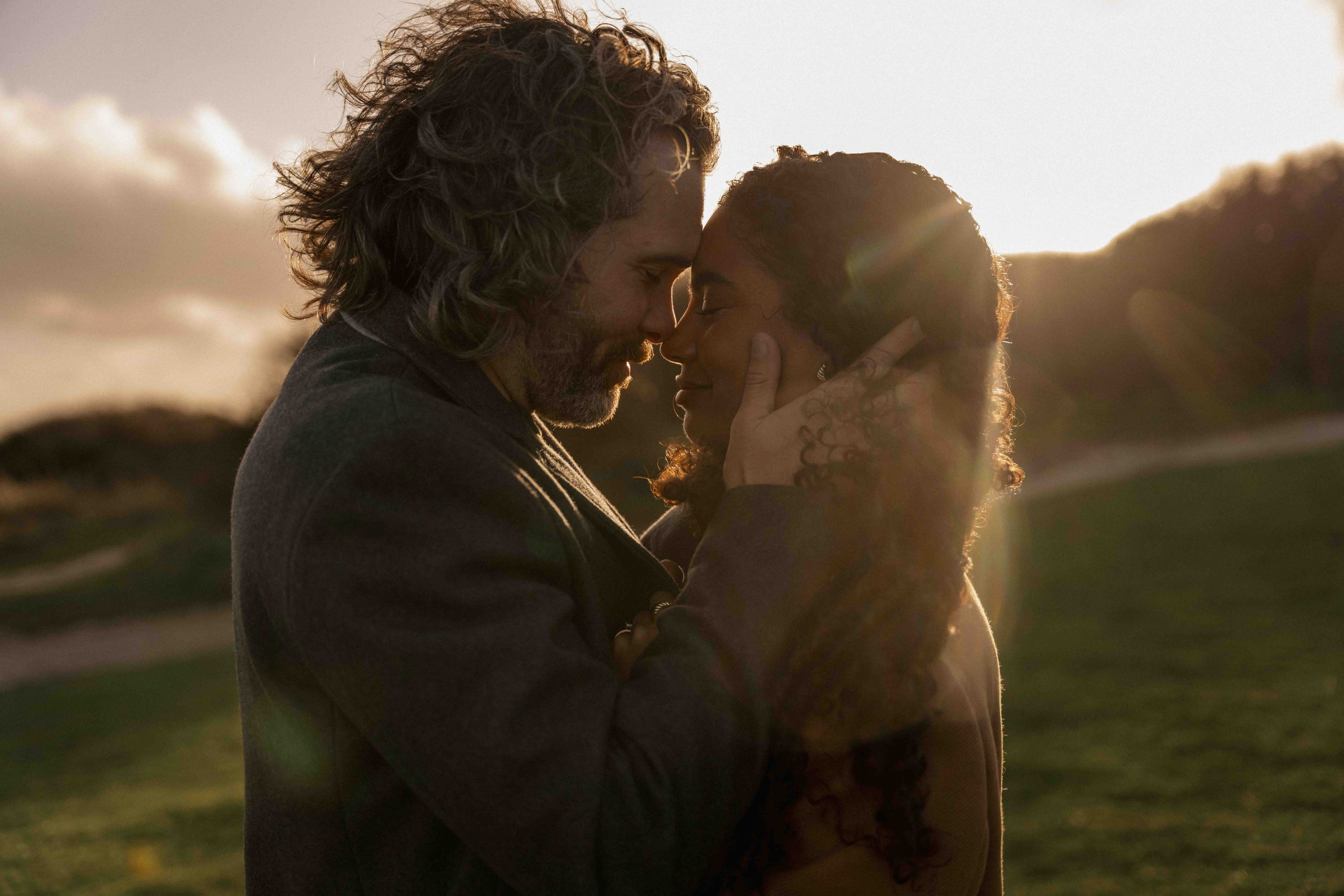 emotional couple movement beach seven sisters uk engagement photos cinematic