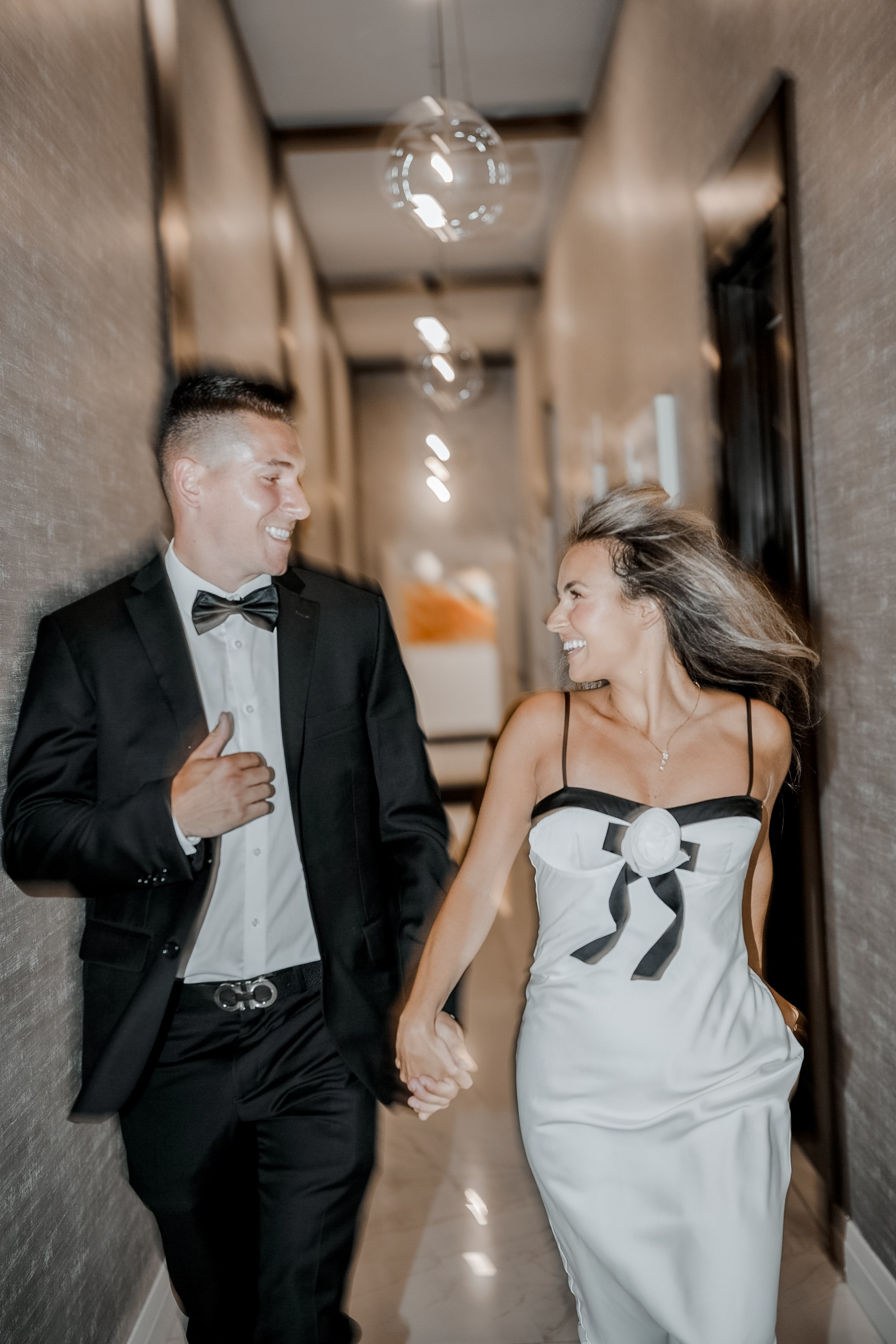 Engagement photo shoot at the hotel. Portrait and wedding photographer in New York