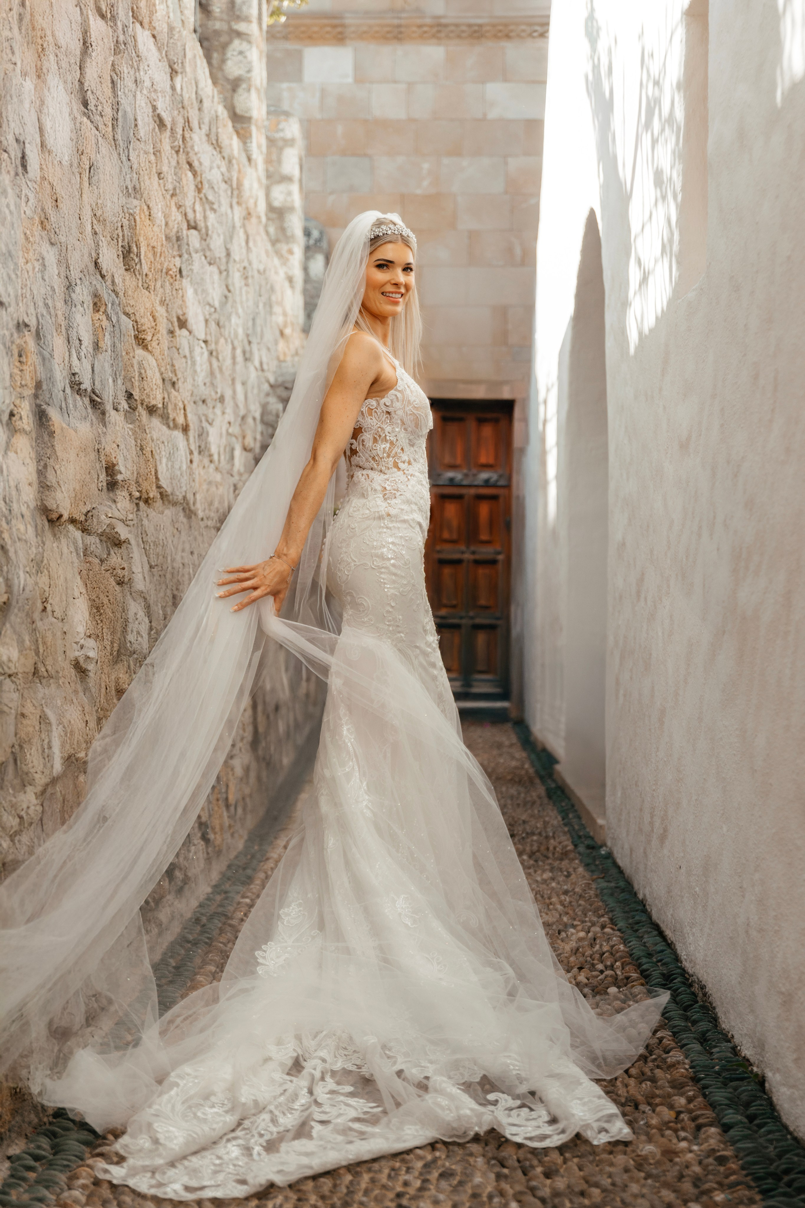 Bride's portrait in Lindos, Rhodes, Greece