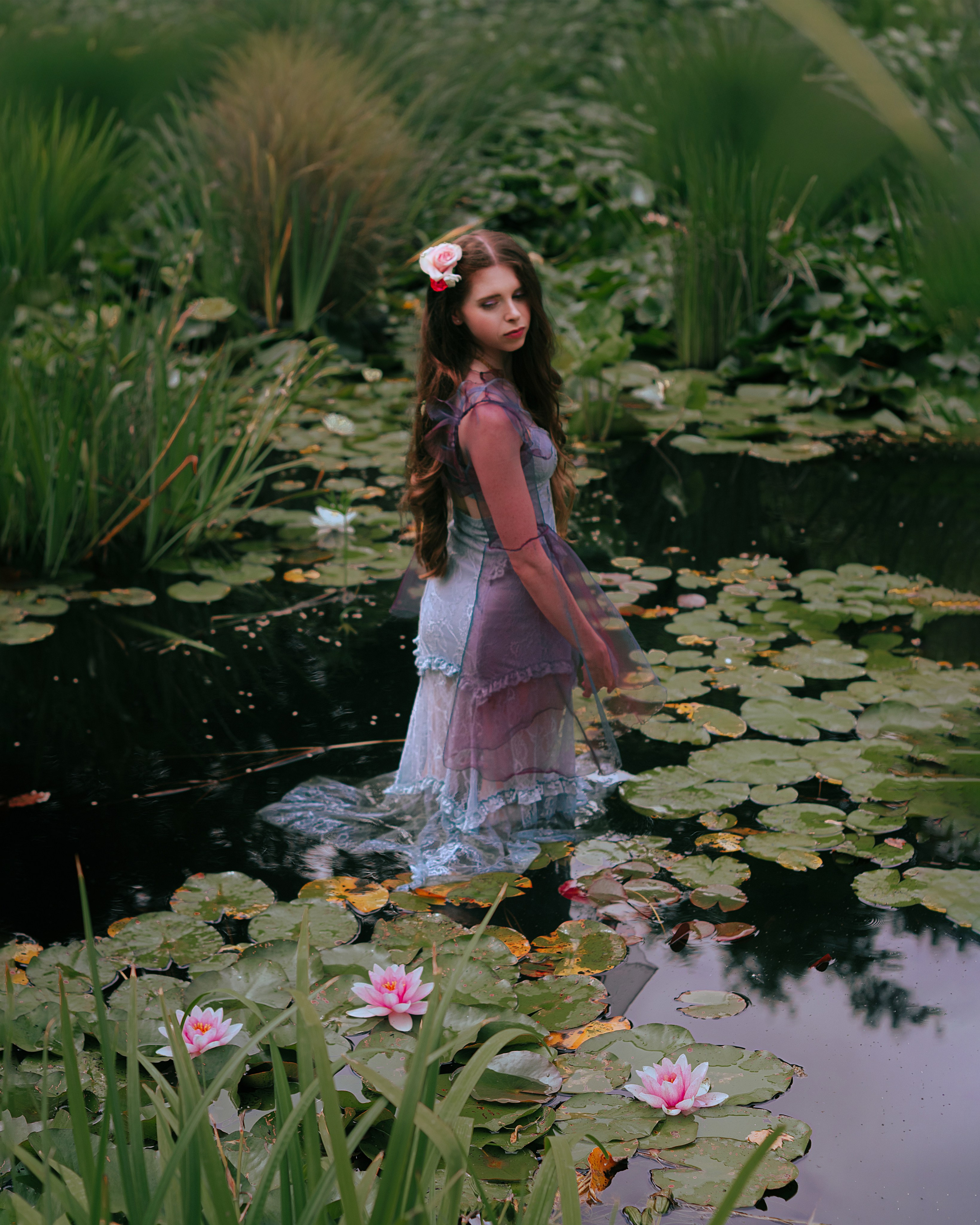 Fairy Photoshoot in a Lotus Pond. Moth & Moss Photography