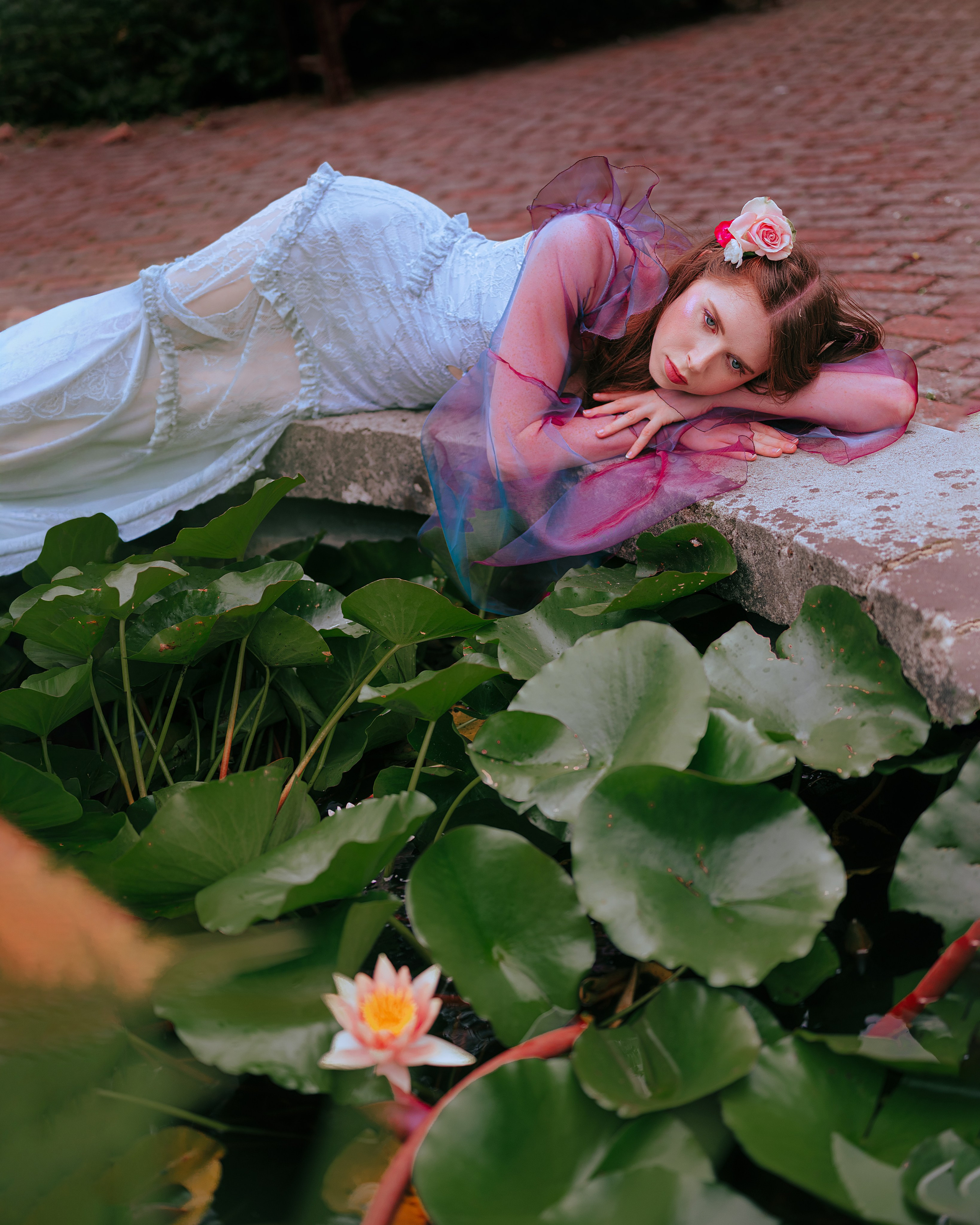 Fairy Photoshoot in a Lotus Pond. Moth & Moss Photography