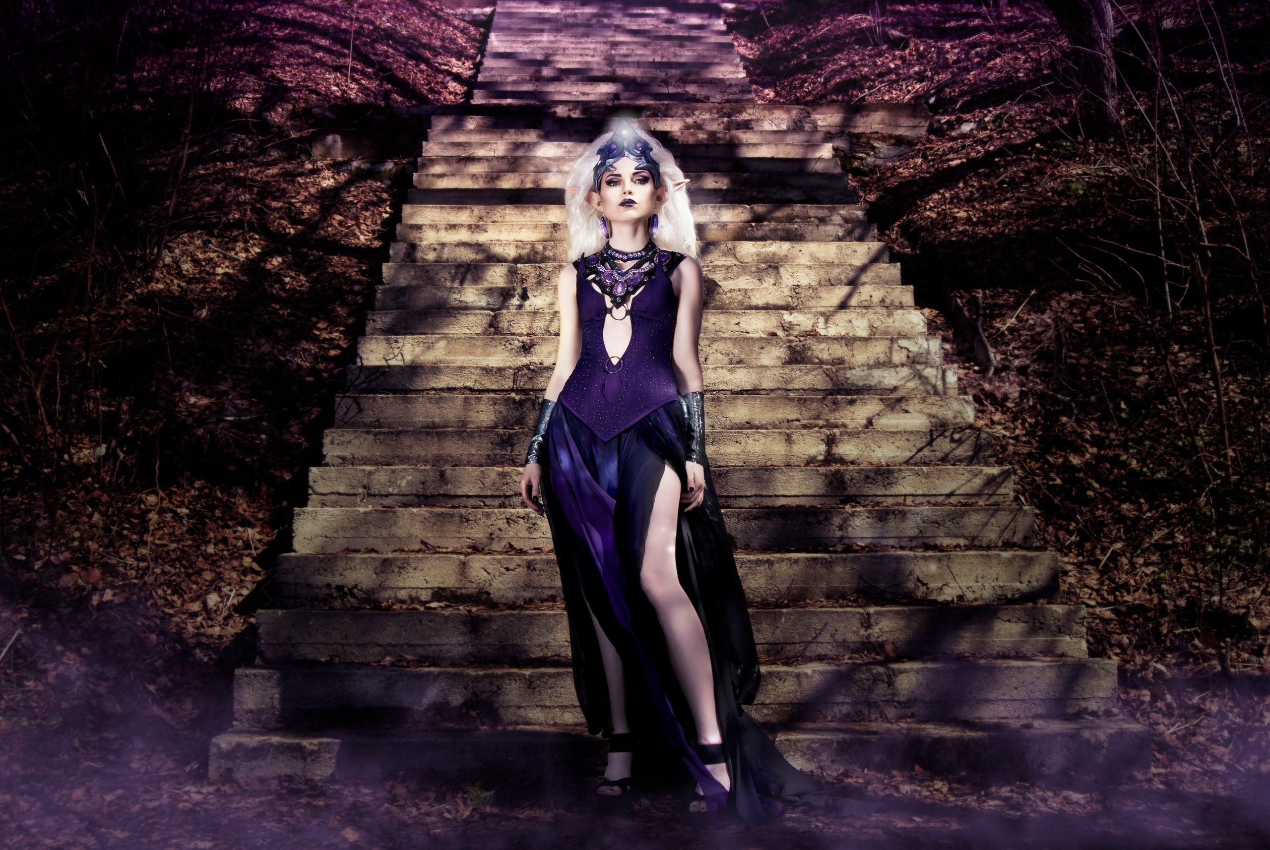 Fantasy cosplay portrait with dramatic studio lighting. Dark aesthetic cosplay photoshoot in Belgrade. Creative fantasy character photography in Serbia