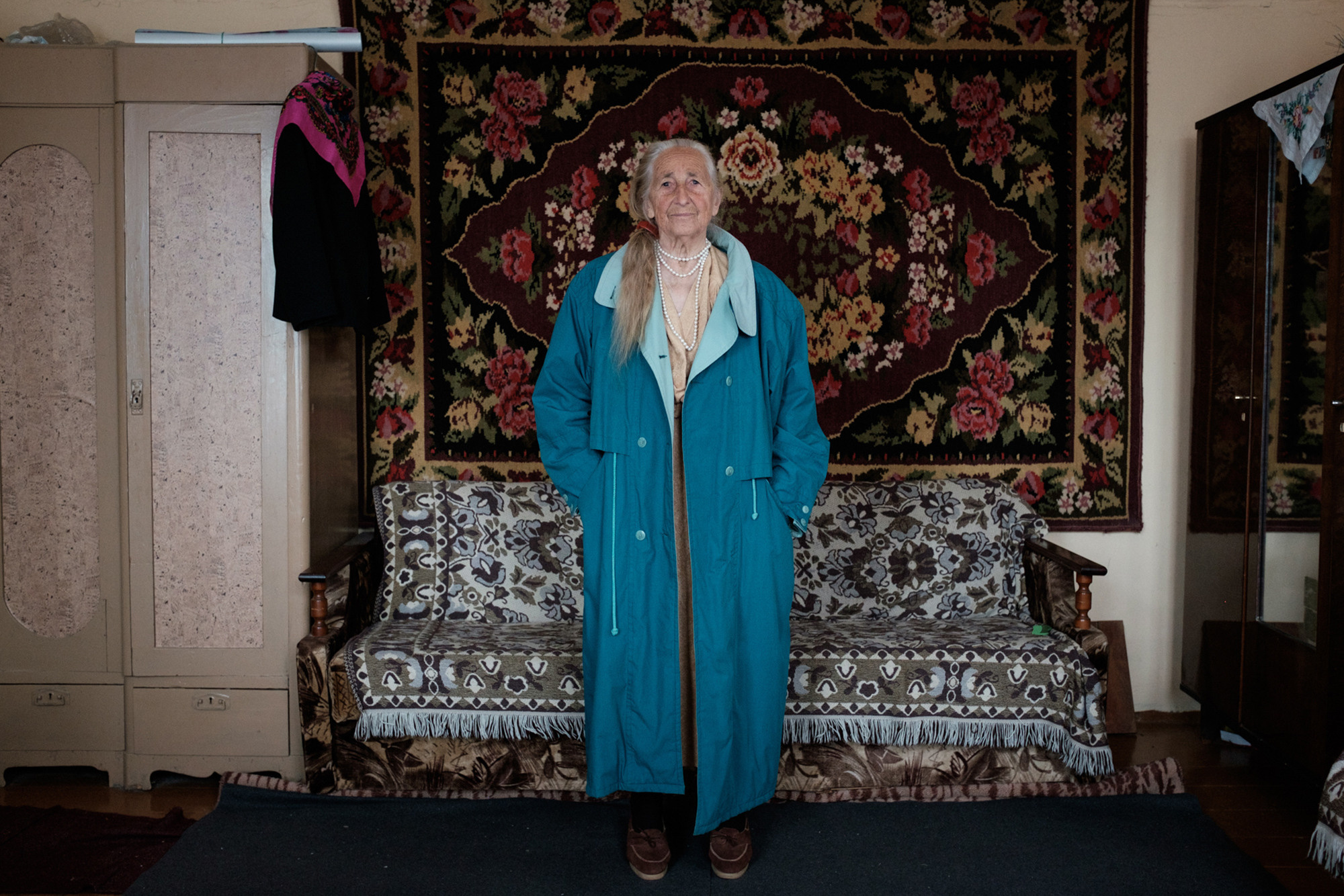 Vera in her daughter’s raincoat.