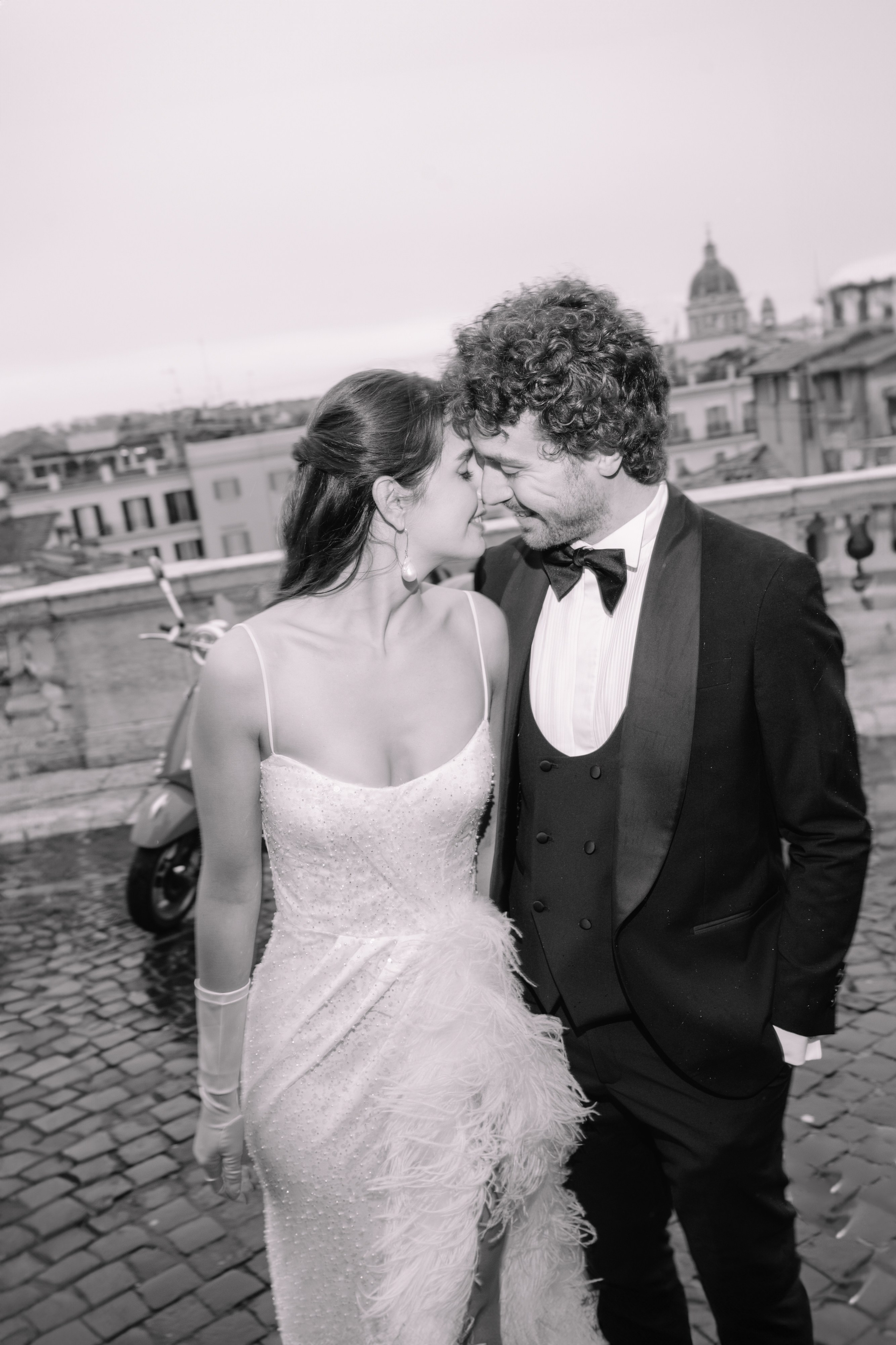A Romantic Sunrise Elopement in Rome — Rain, Vespa & Love