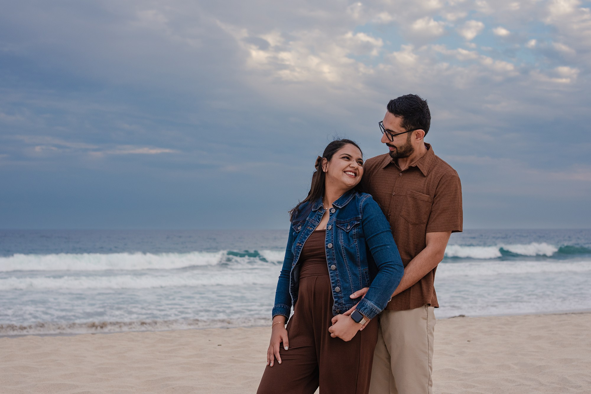 Couple portrait at blue hour on the beach at Hyatt Ziva Los Cabos