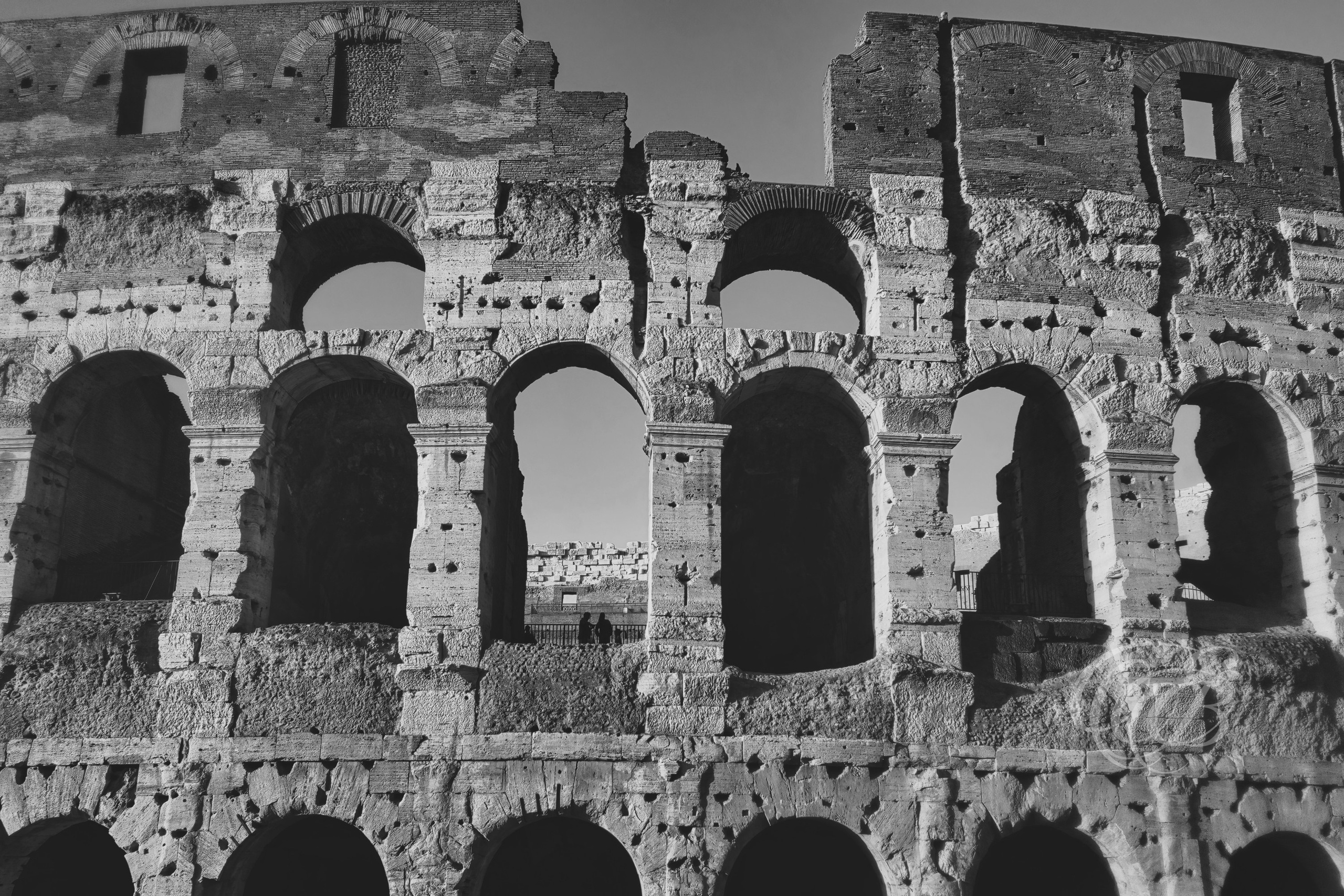 Rome Italy - External view of the Colosseum - Eduardo Bartoli Fine Art Photography - Black and white matte fine art photograph of the external view of the Colosseum in Rome, Italy – photography by Eduardo Bartoli.