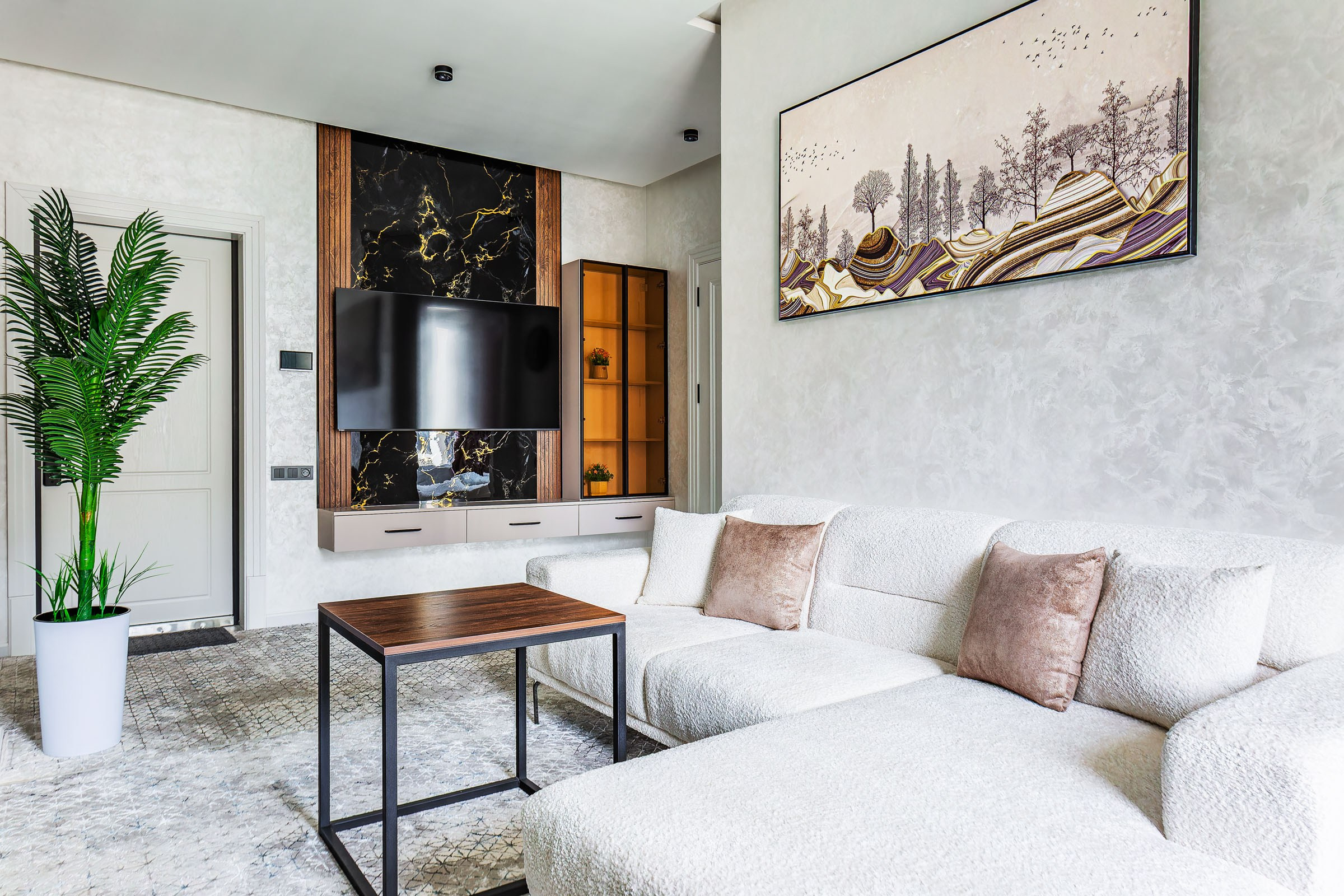 Интерьерная фотосъёмка, Ташкент — стильная гостиная с современным декором.