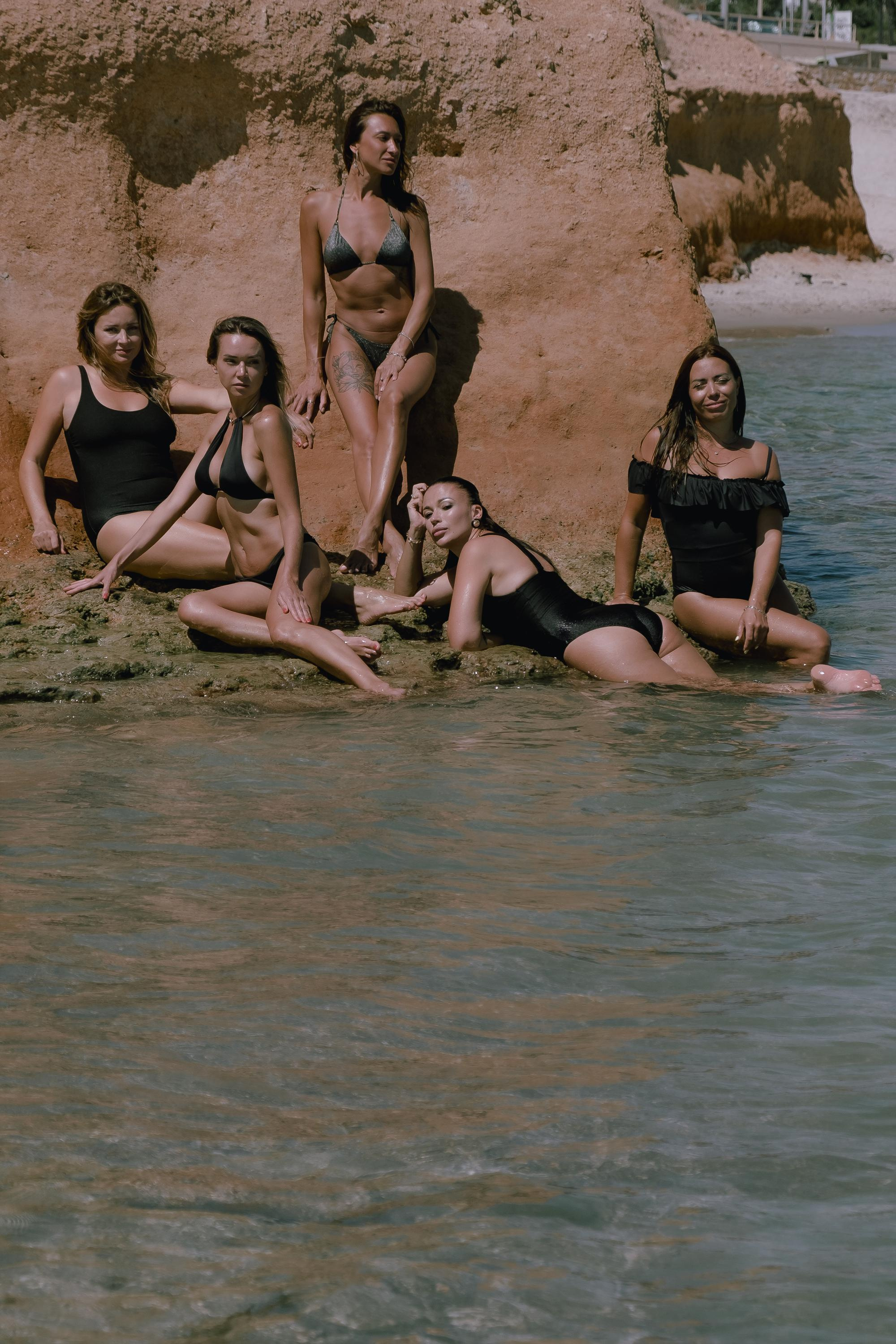 Five girls on the beach