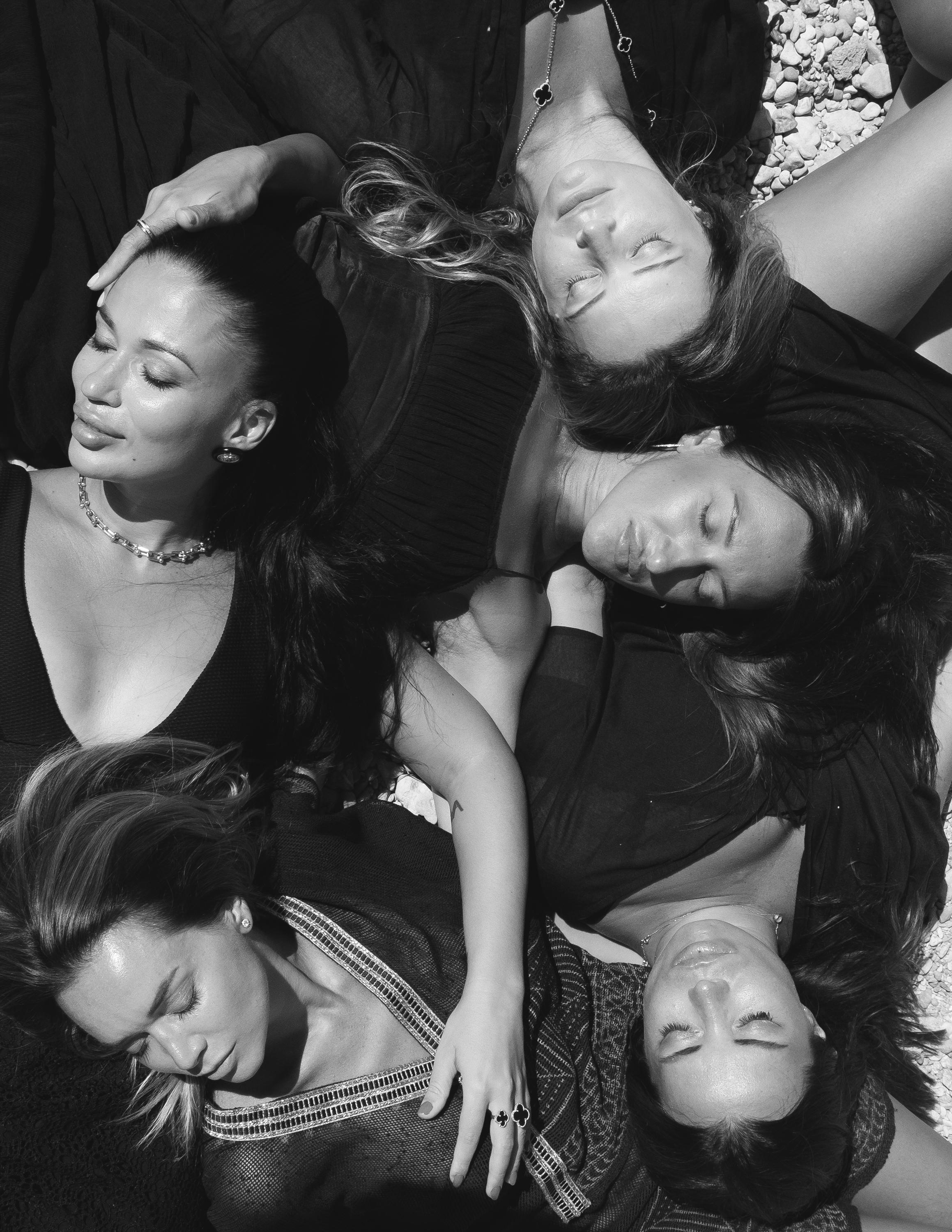 Five girls on the beach