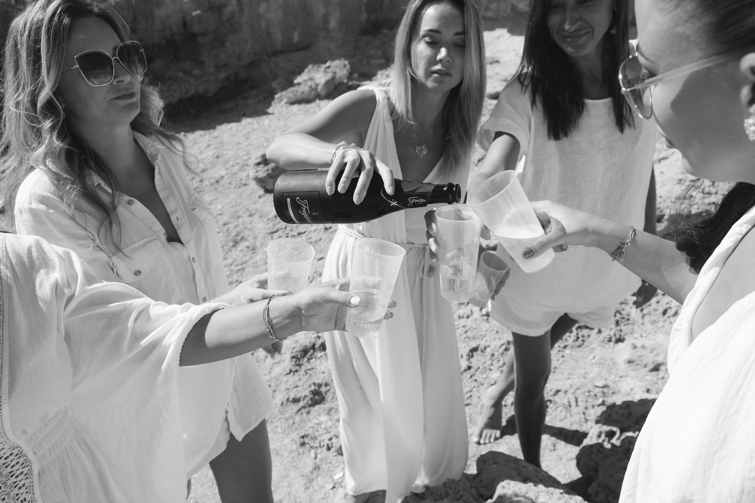 Five girls on the beach