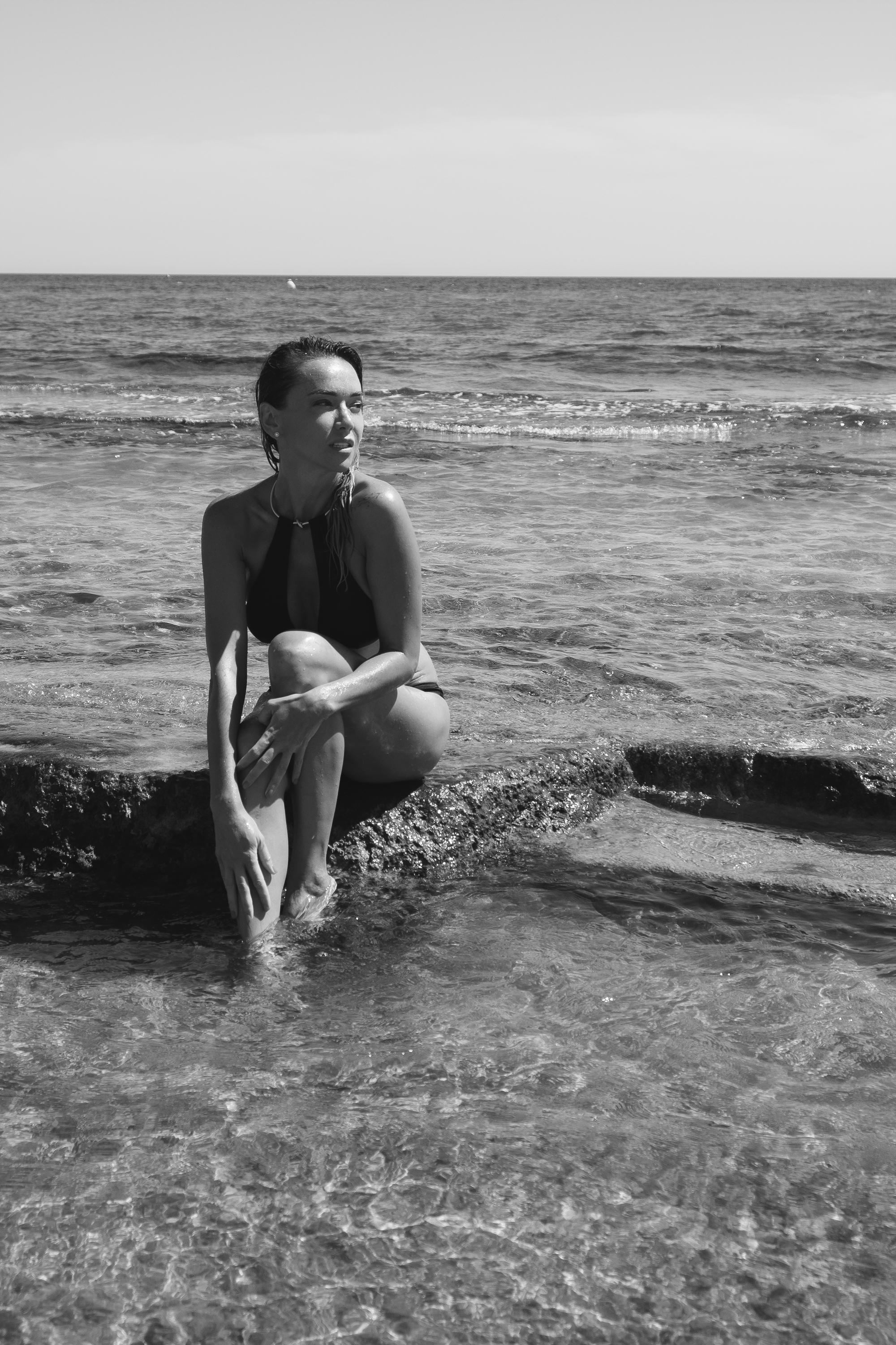 Five girls on the beach