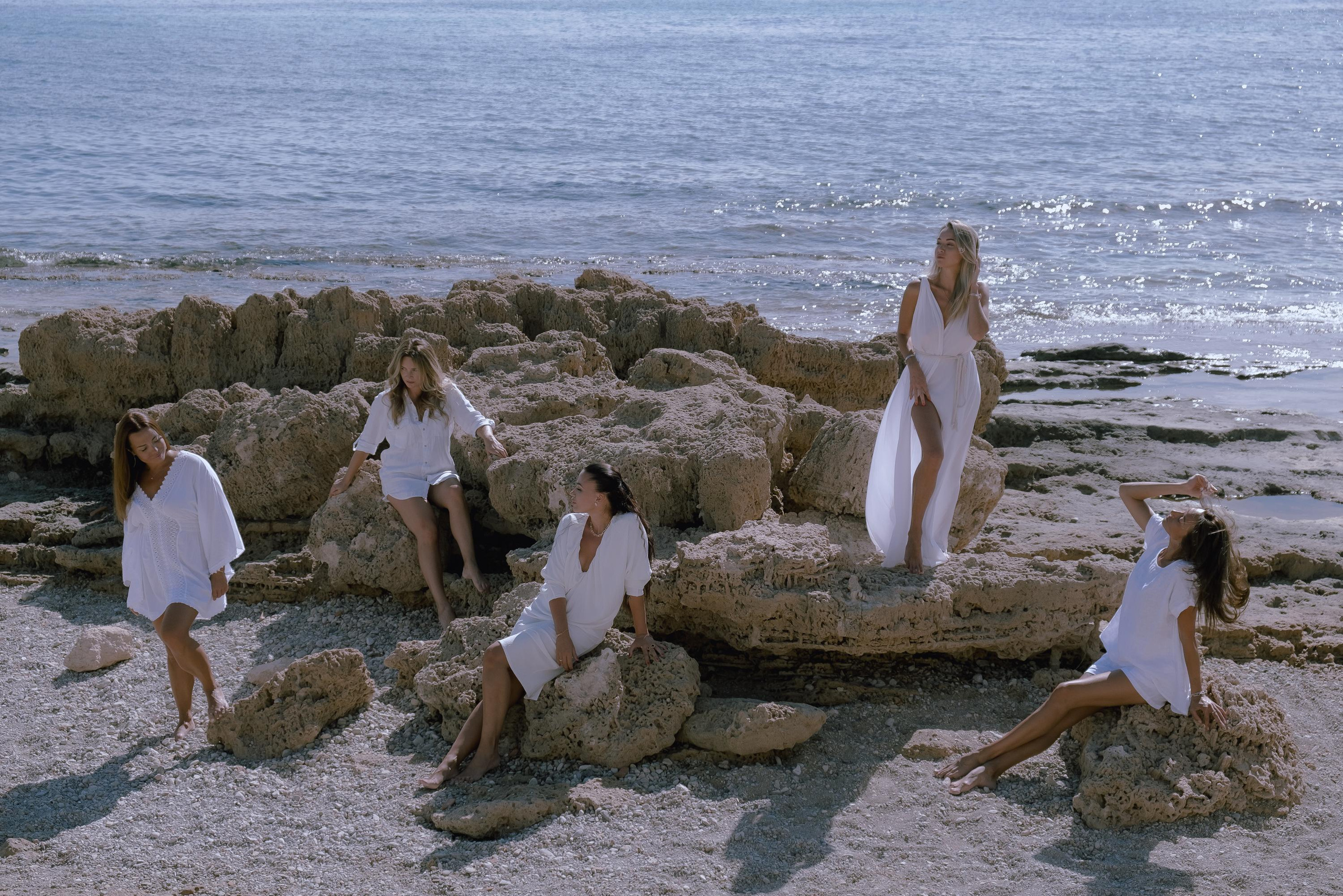 Five girls on the beach