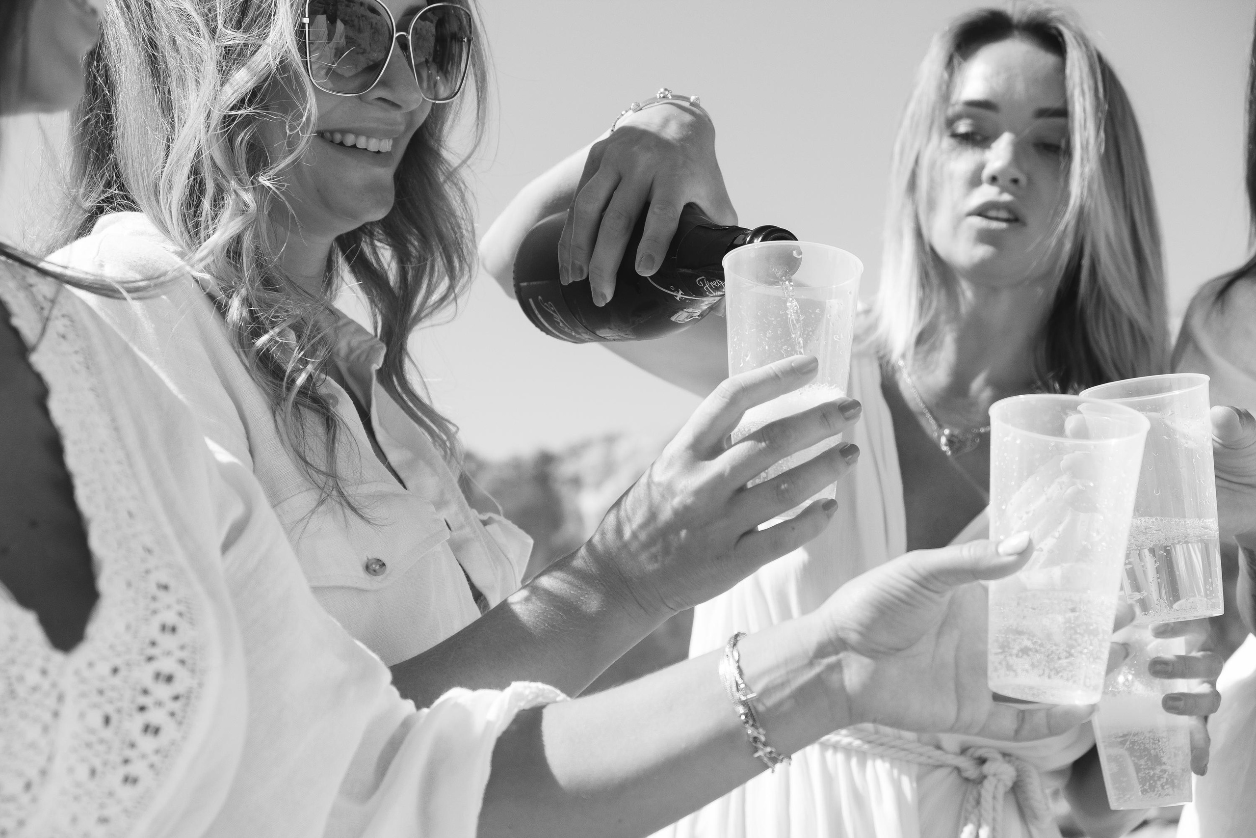 Five girls on the beach