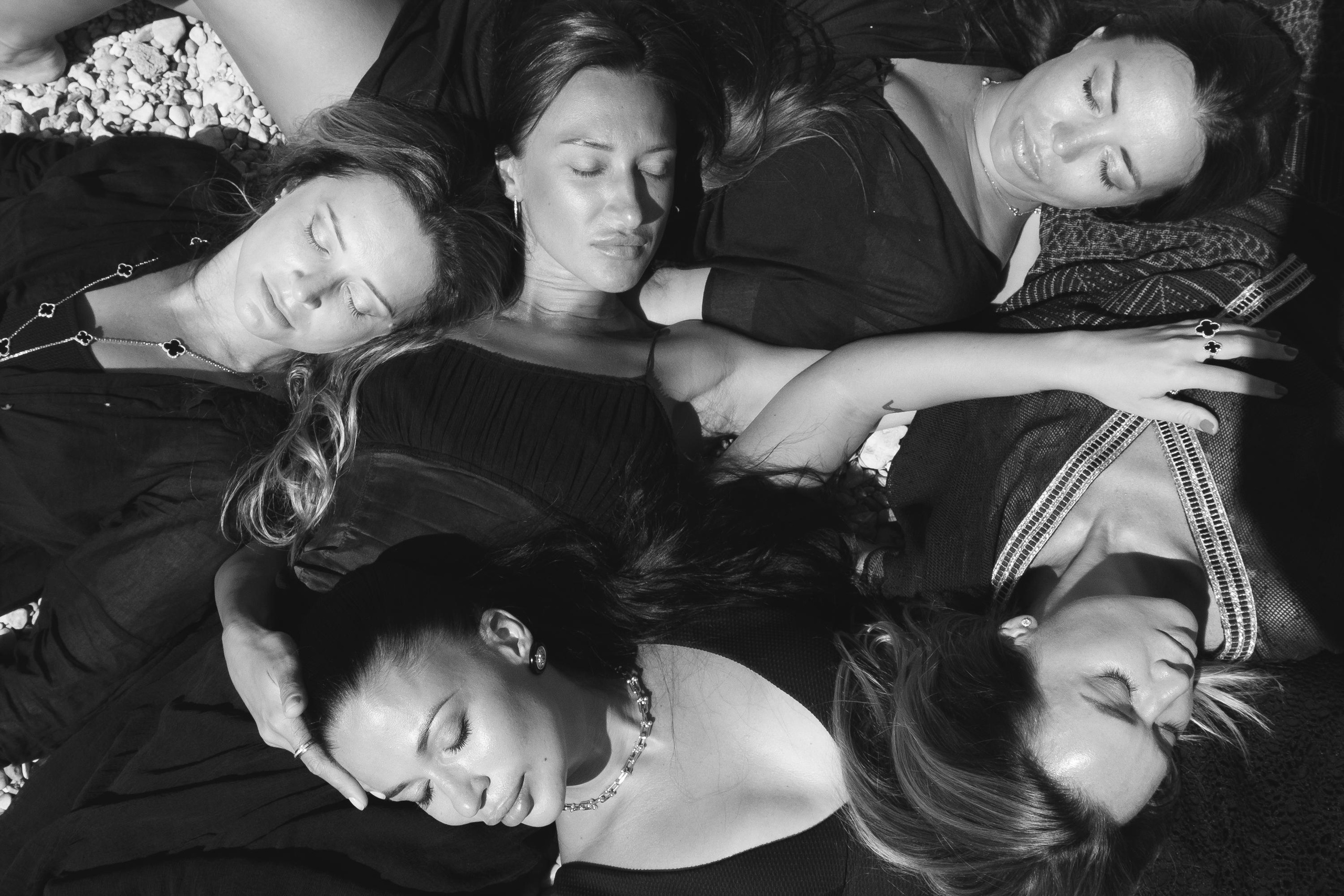 Five girls on the beach