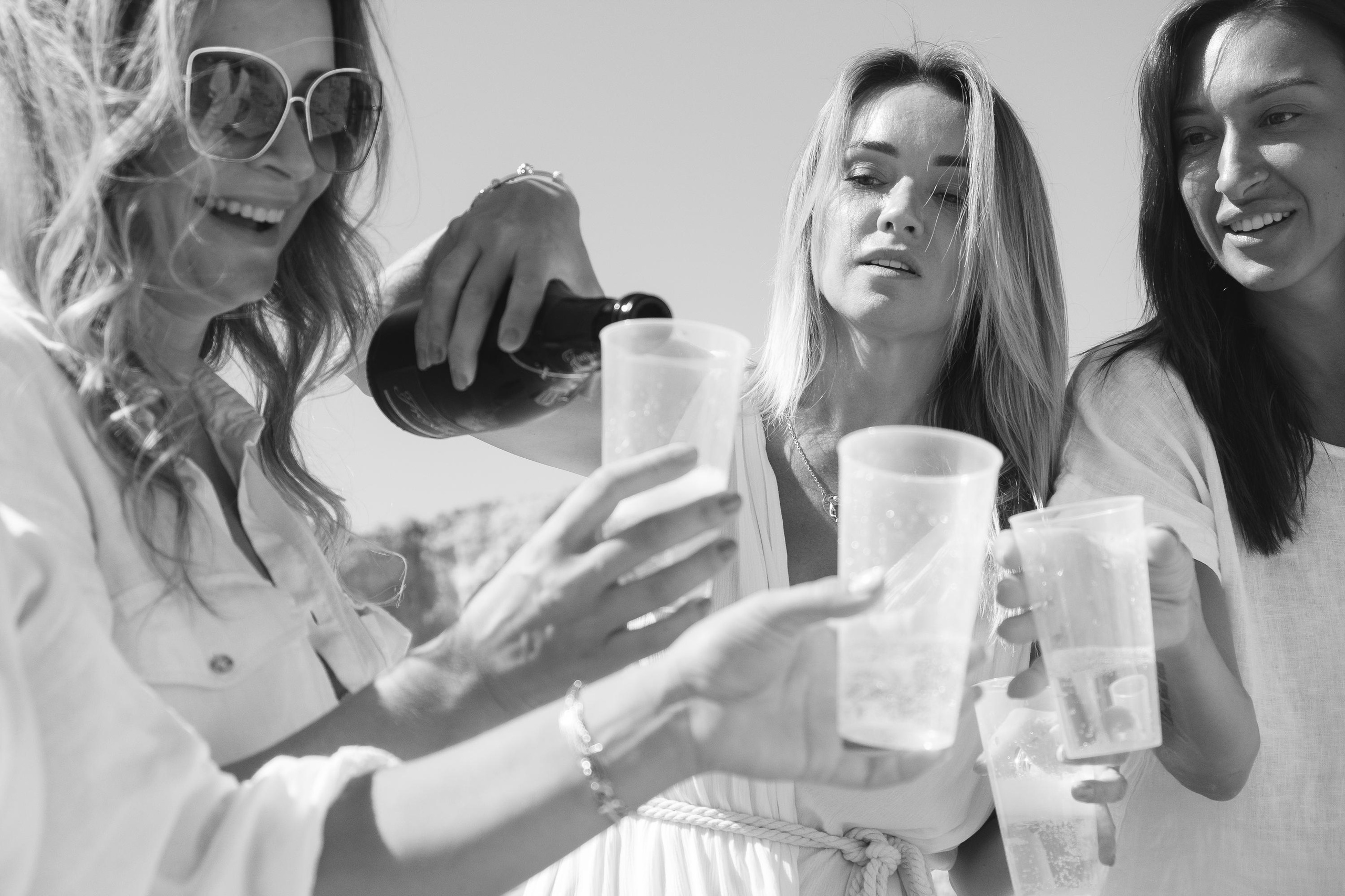 Five girls on the beach