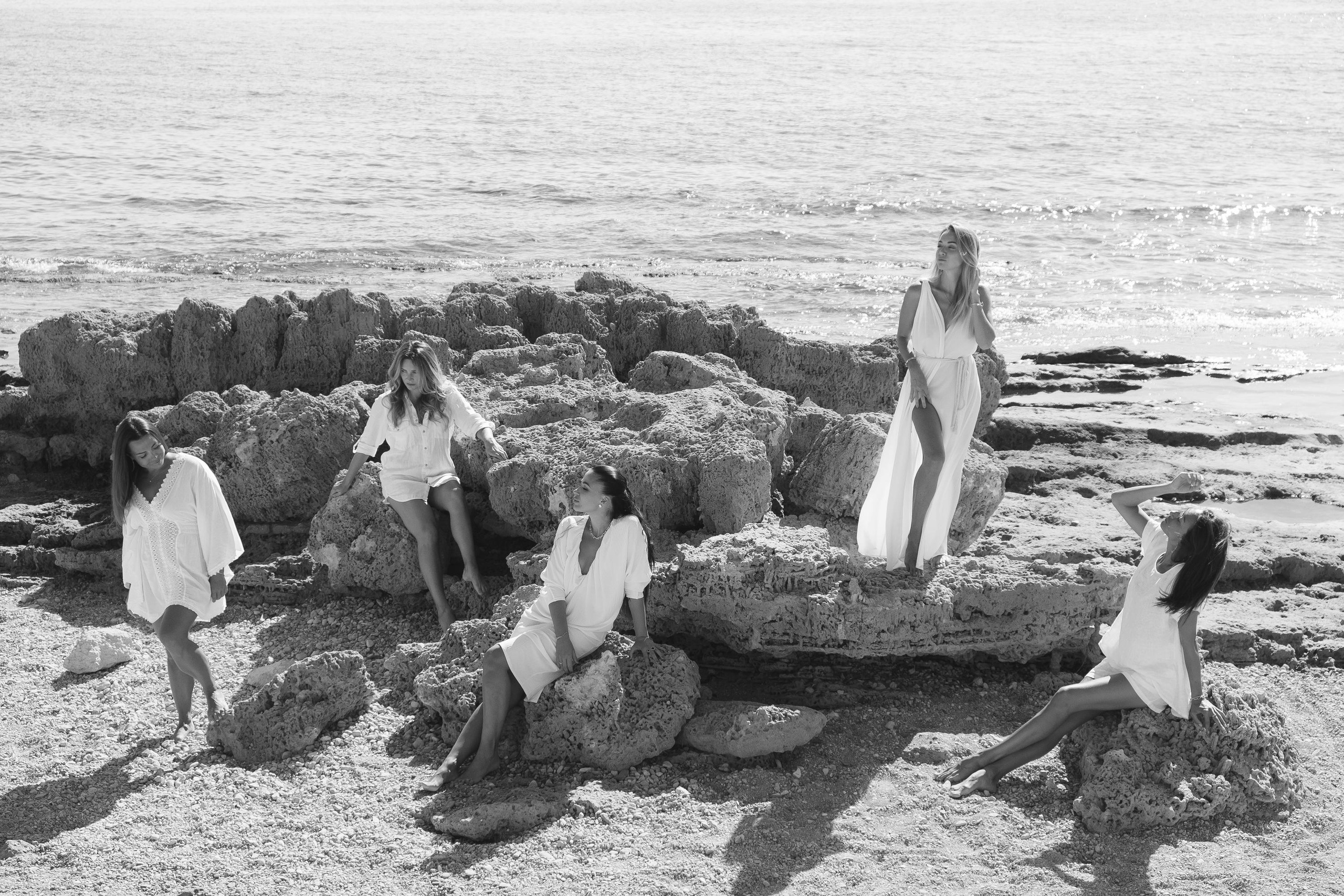 Five girls on the beach