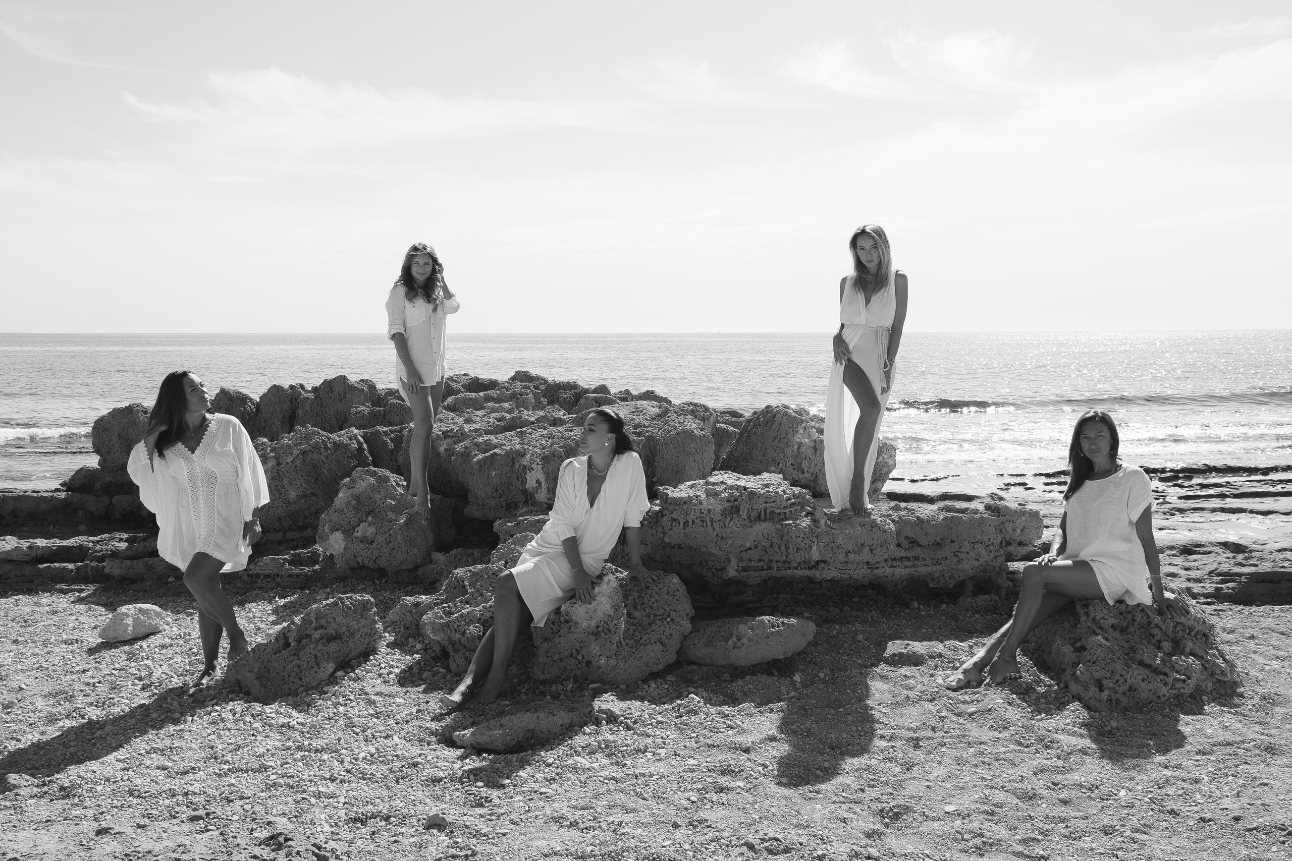 Five girls on the beach