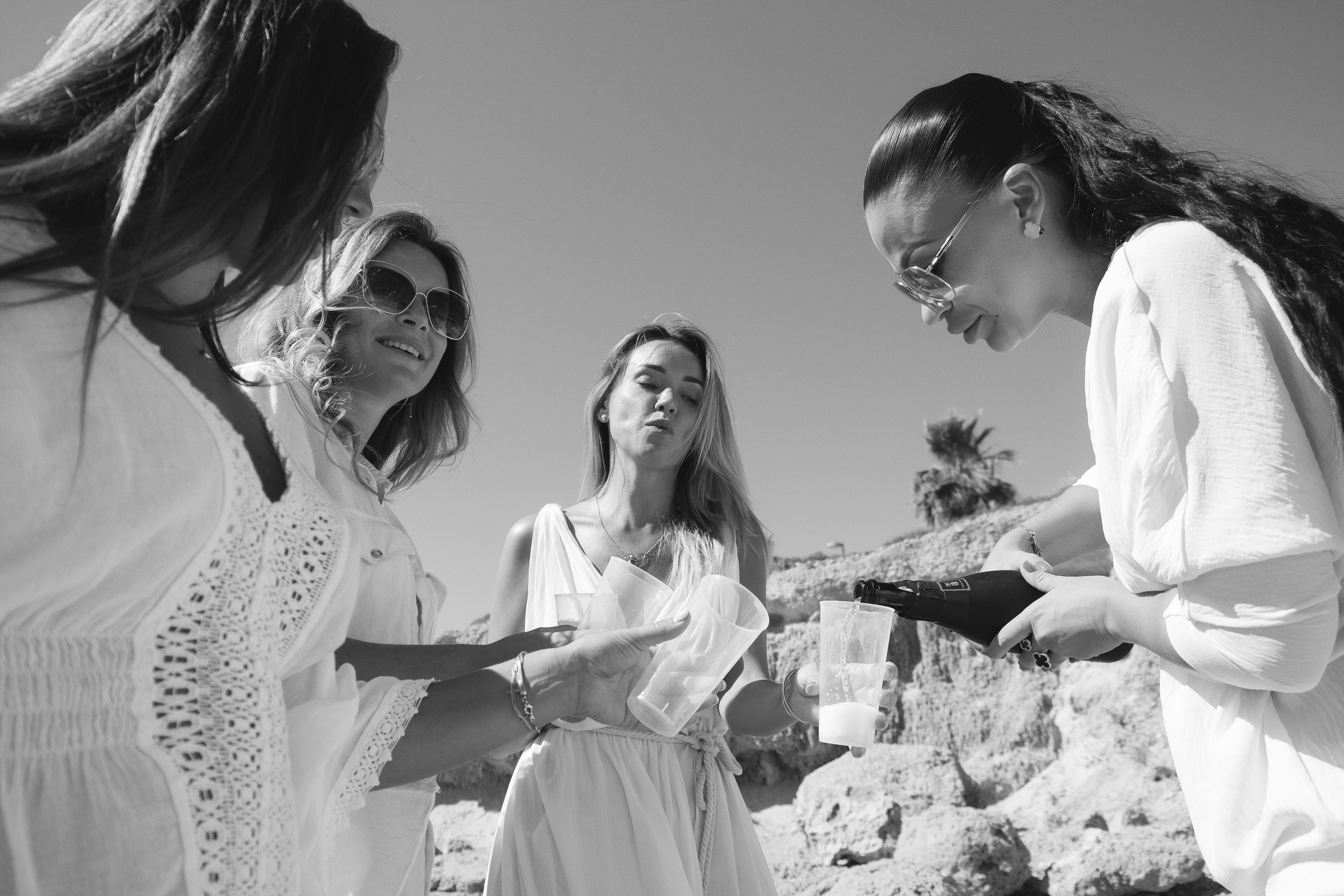 Five girls on the beach