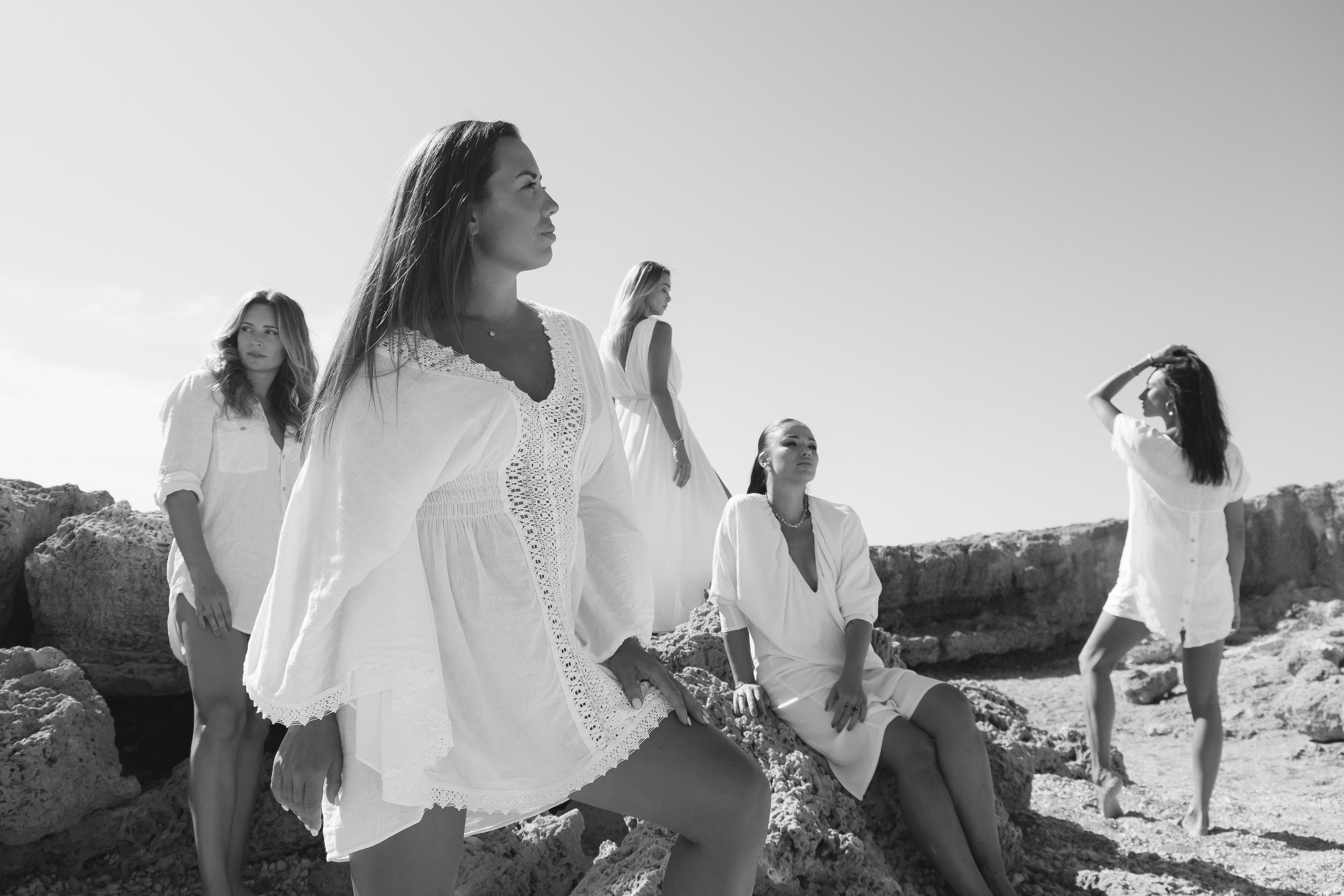 Five girls on the beach