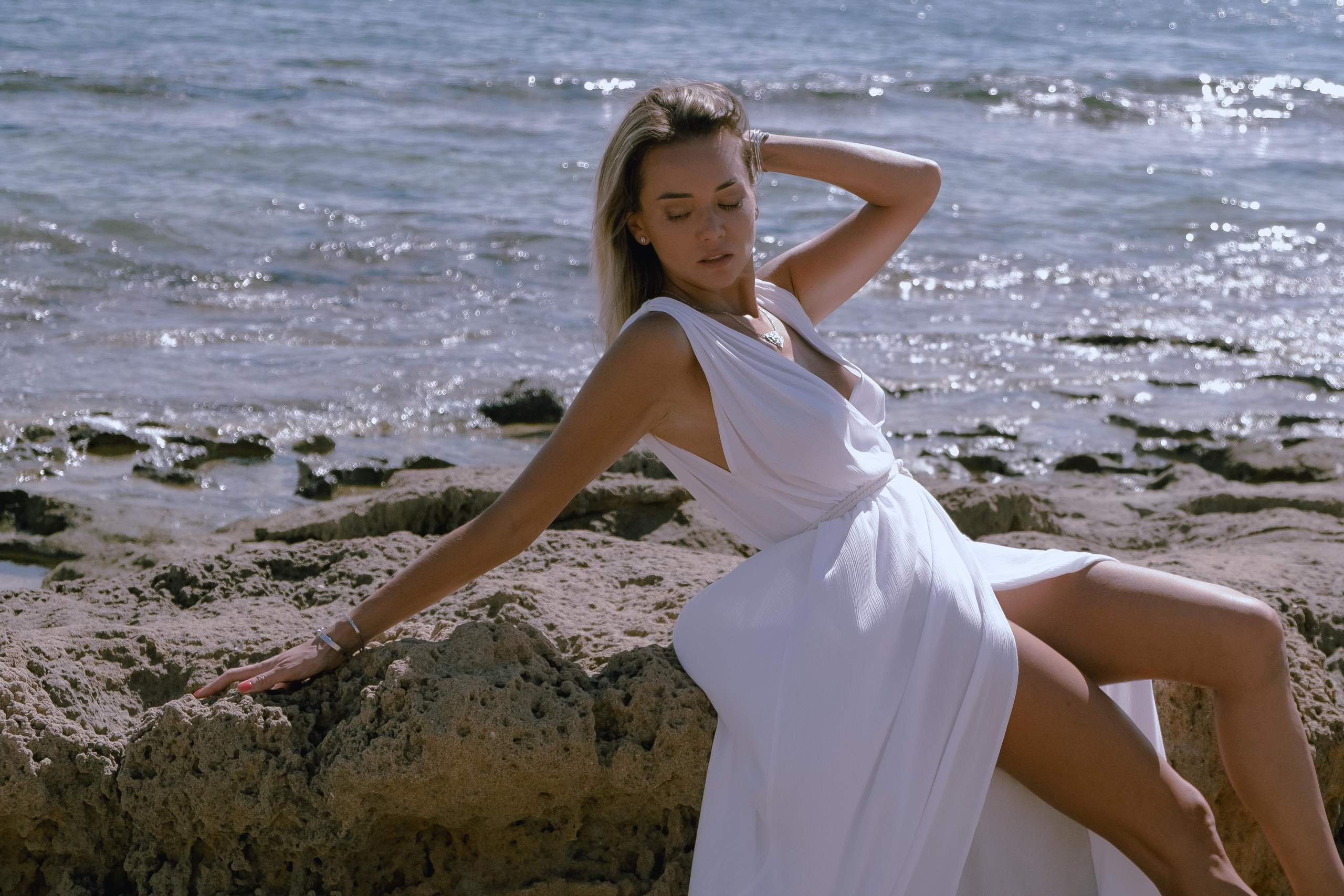 Five girls on the beach