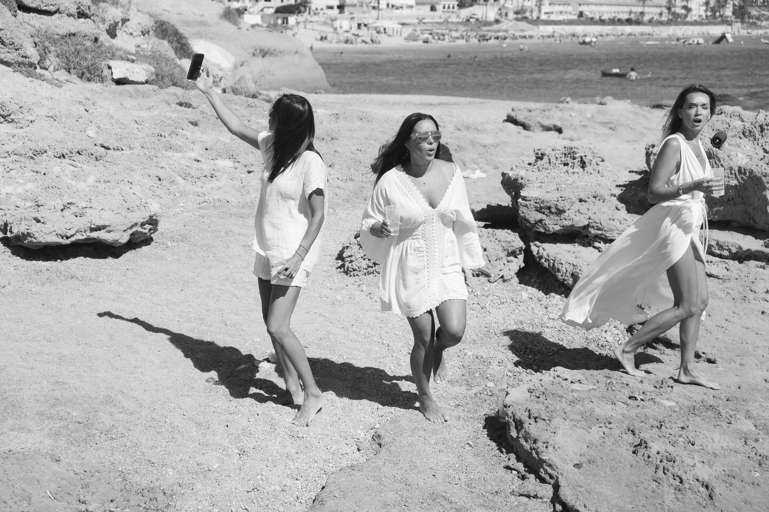 Five girls on the beach