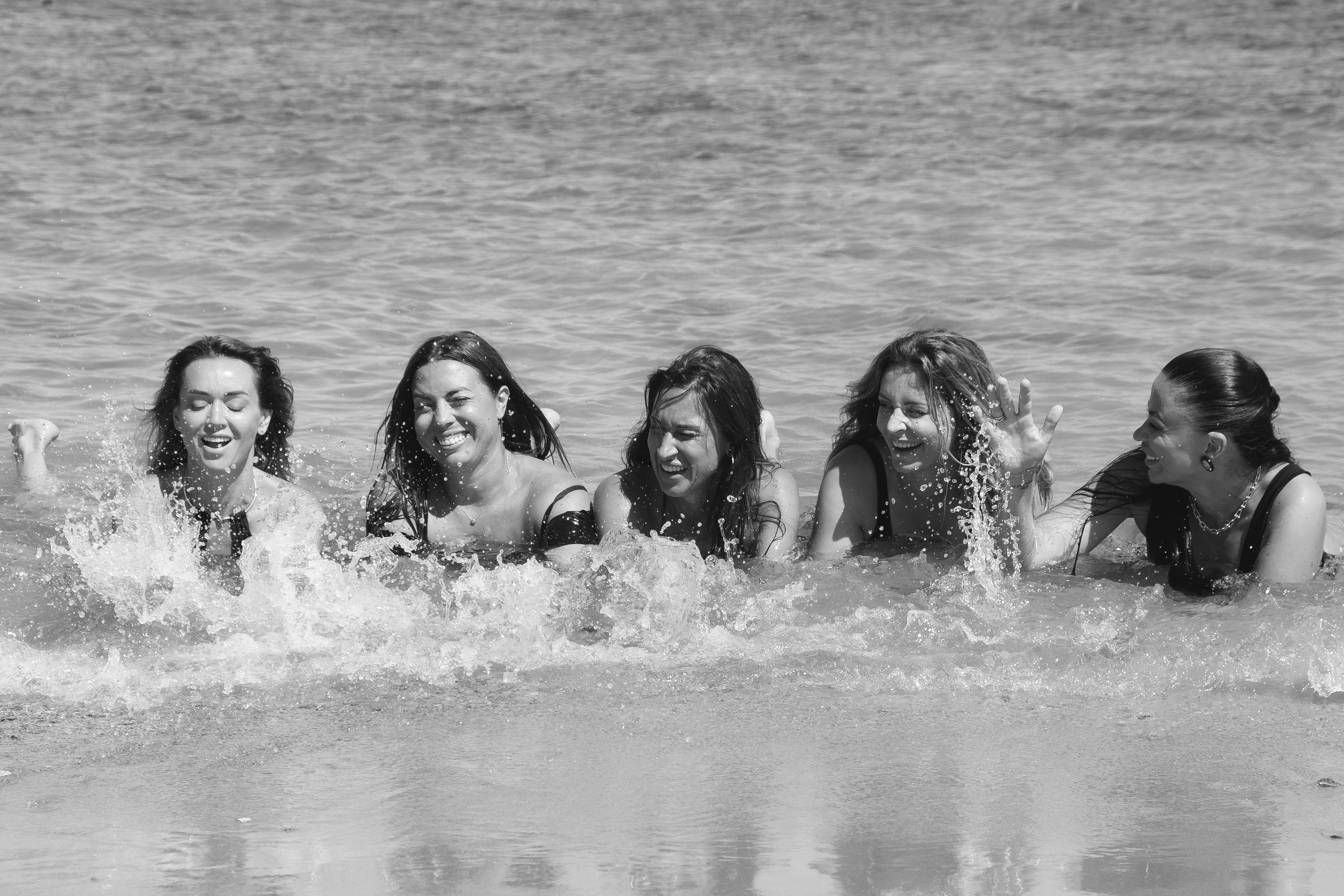 Five girls on the beach