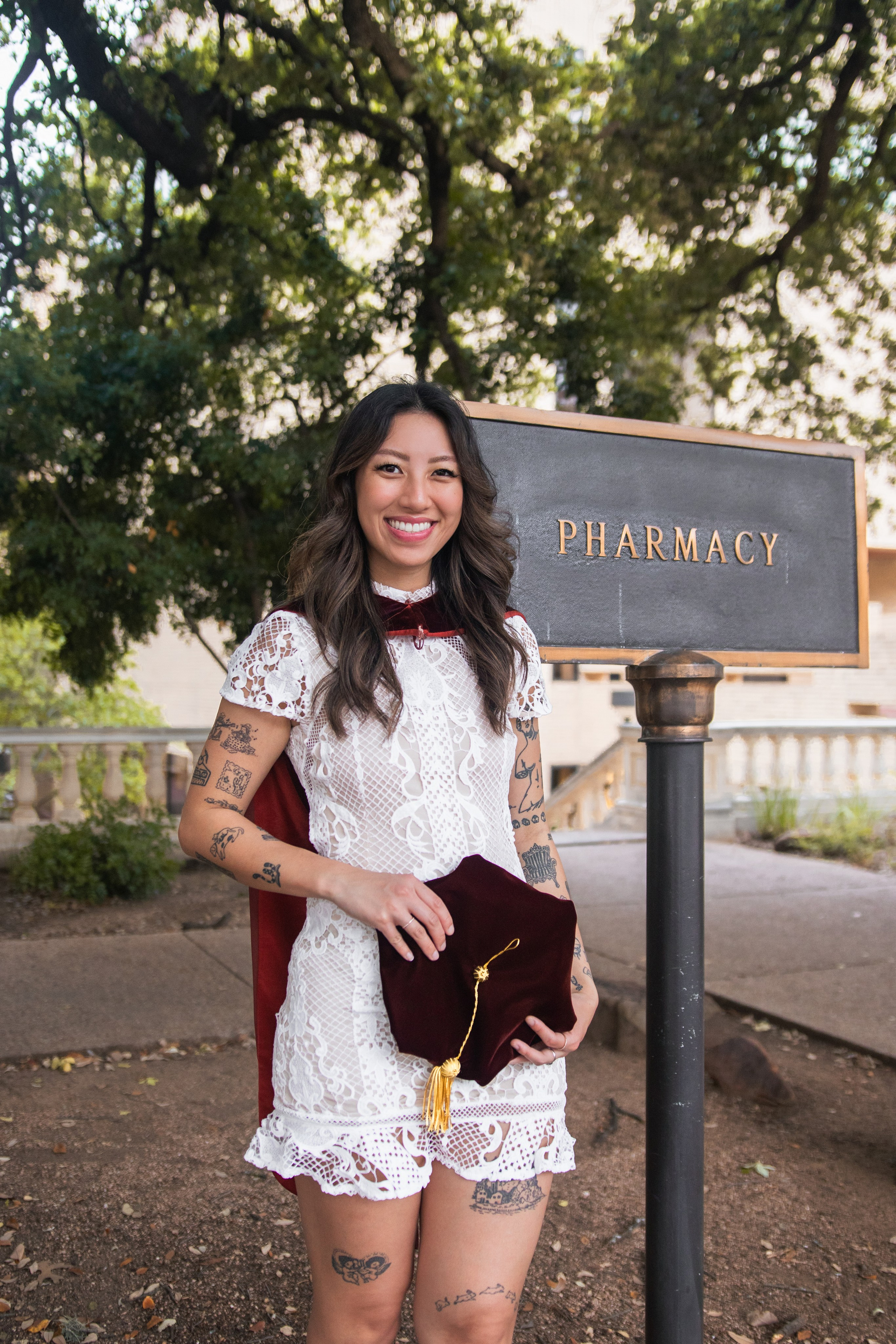 Group graduation photoshoot at the University of Texas Austin
