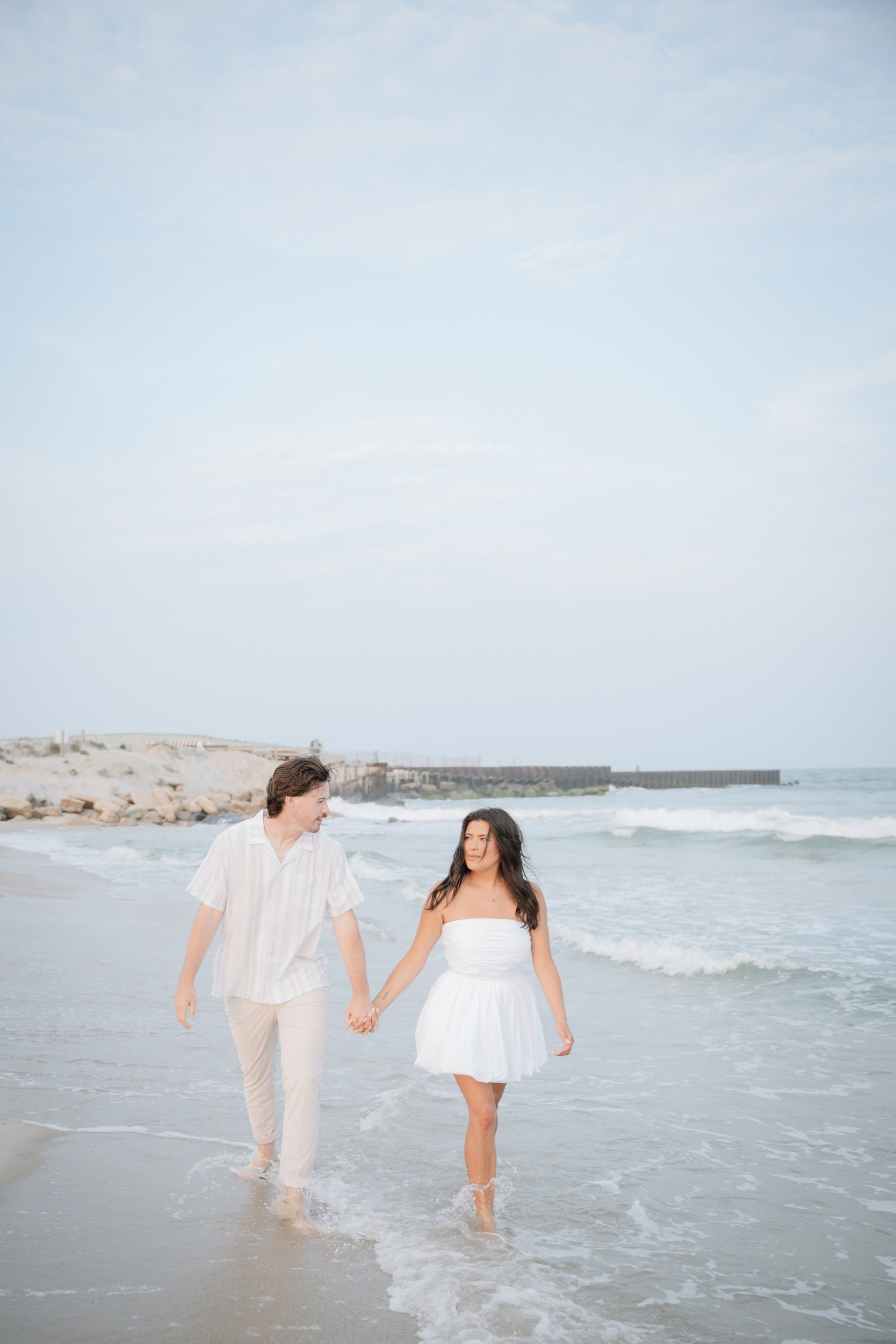 Engagement photoshoot on the Atlantic City beach. Portrait and wedding photographer in New York
