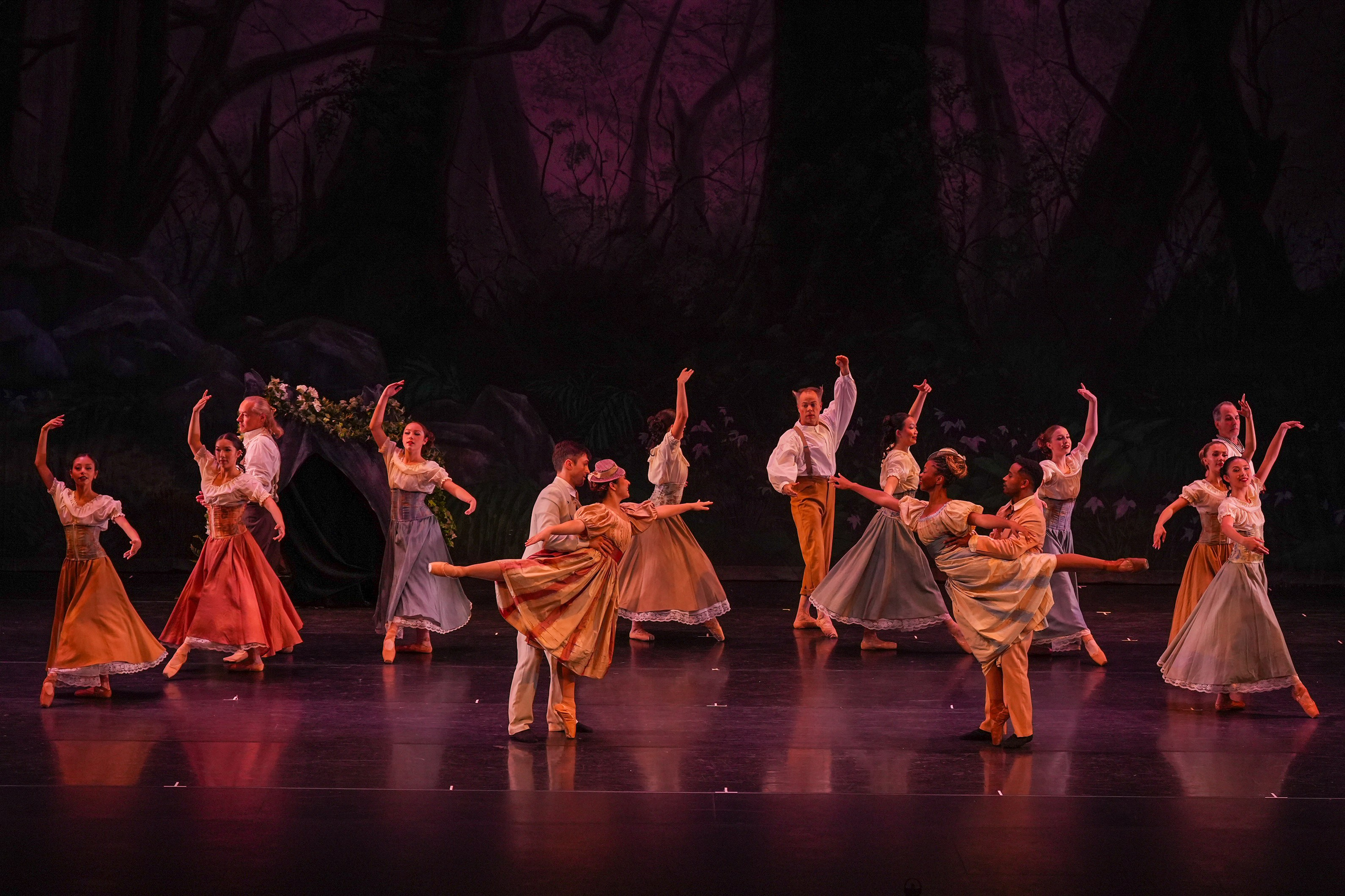 Professional ballet photography featuring movement, costumes, and stage lighting.