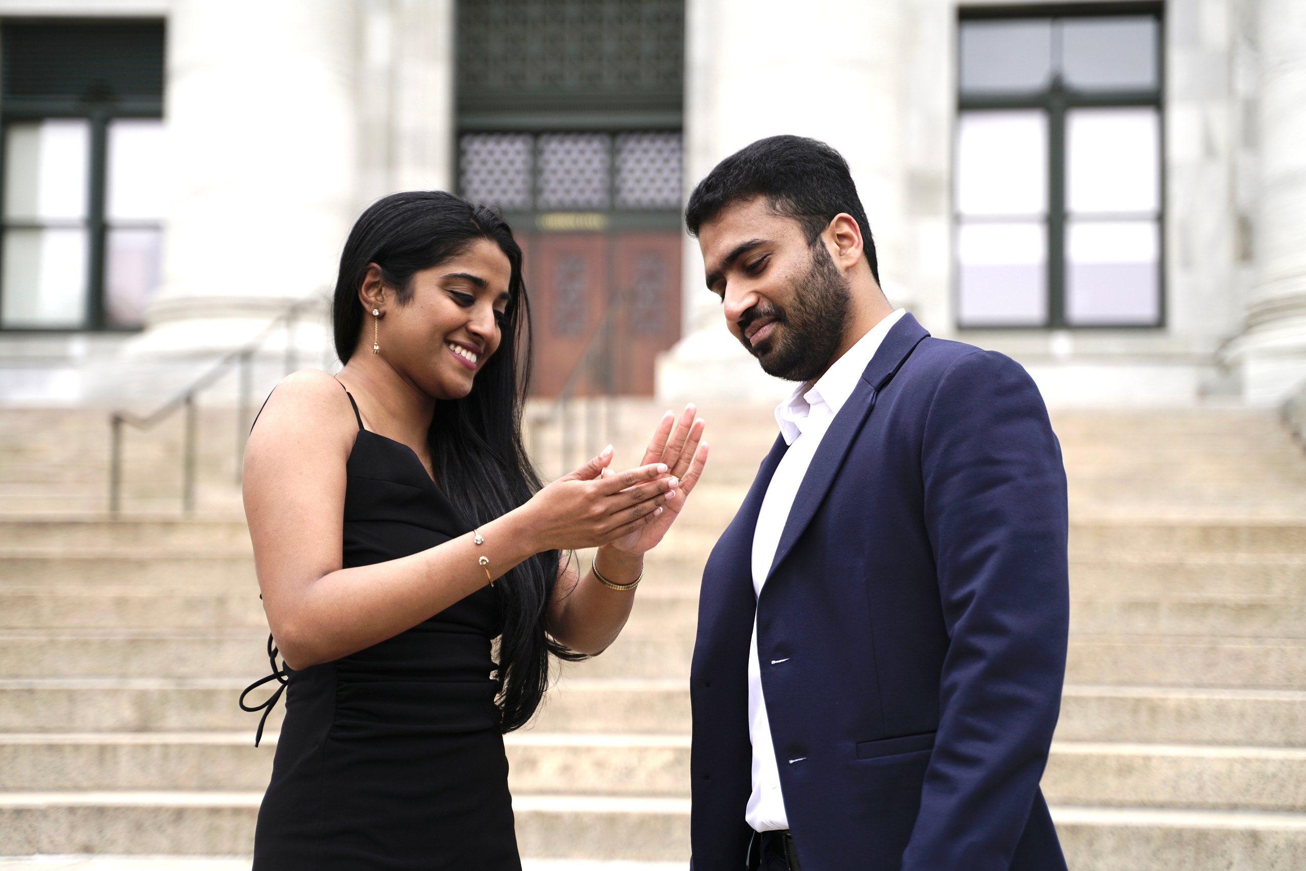 Sarath and Aishwarya at Boston Medical School. Stefanovich Photography | Boston, MA