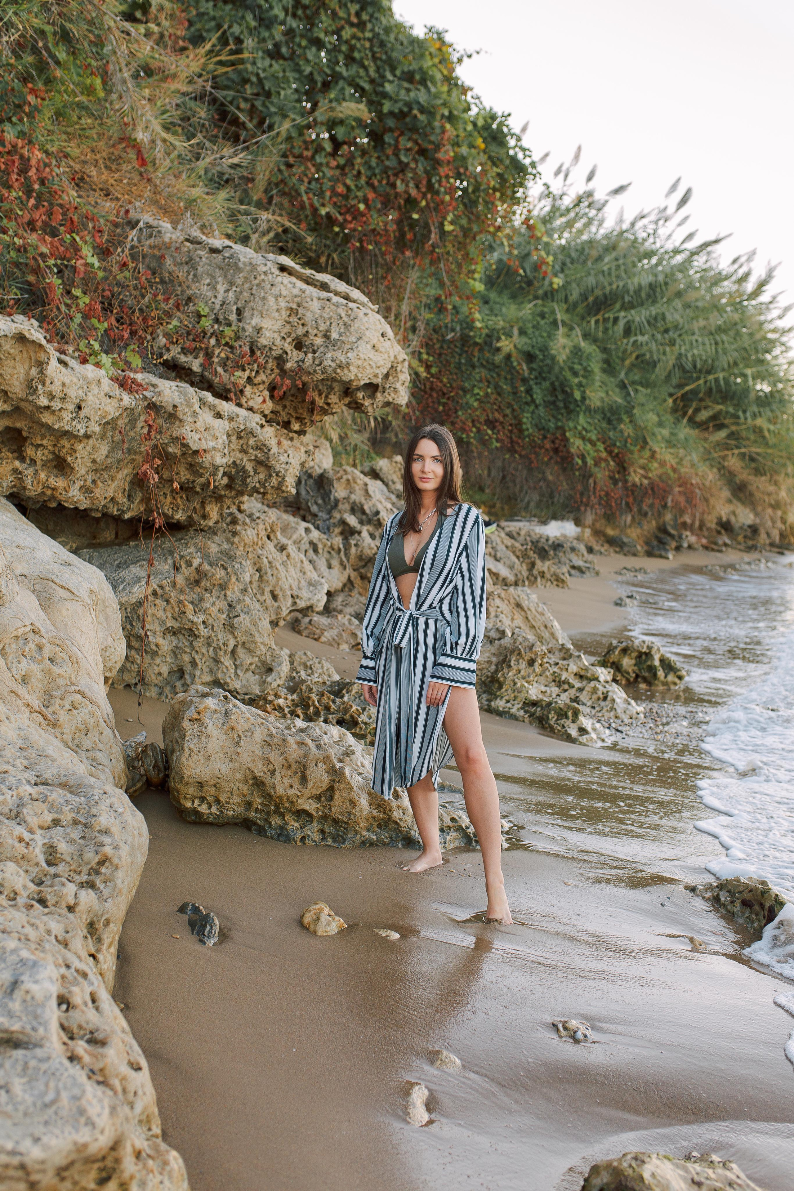 Photo session on the beach with rocks morning time. Professional Photographer in Alanya, Side, Belek, Antalya. Turkiye
