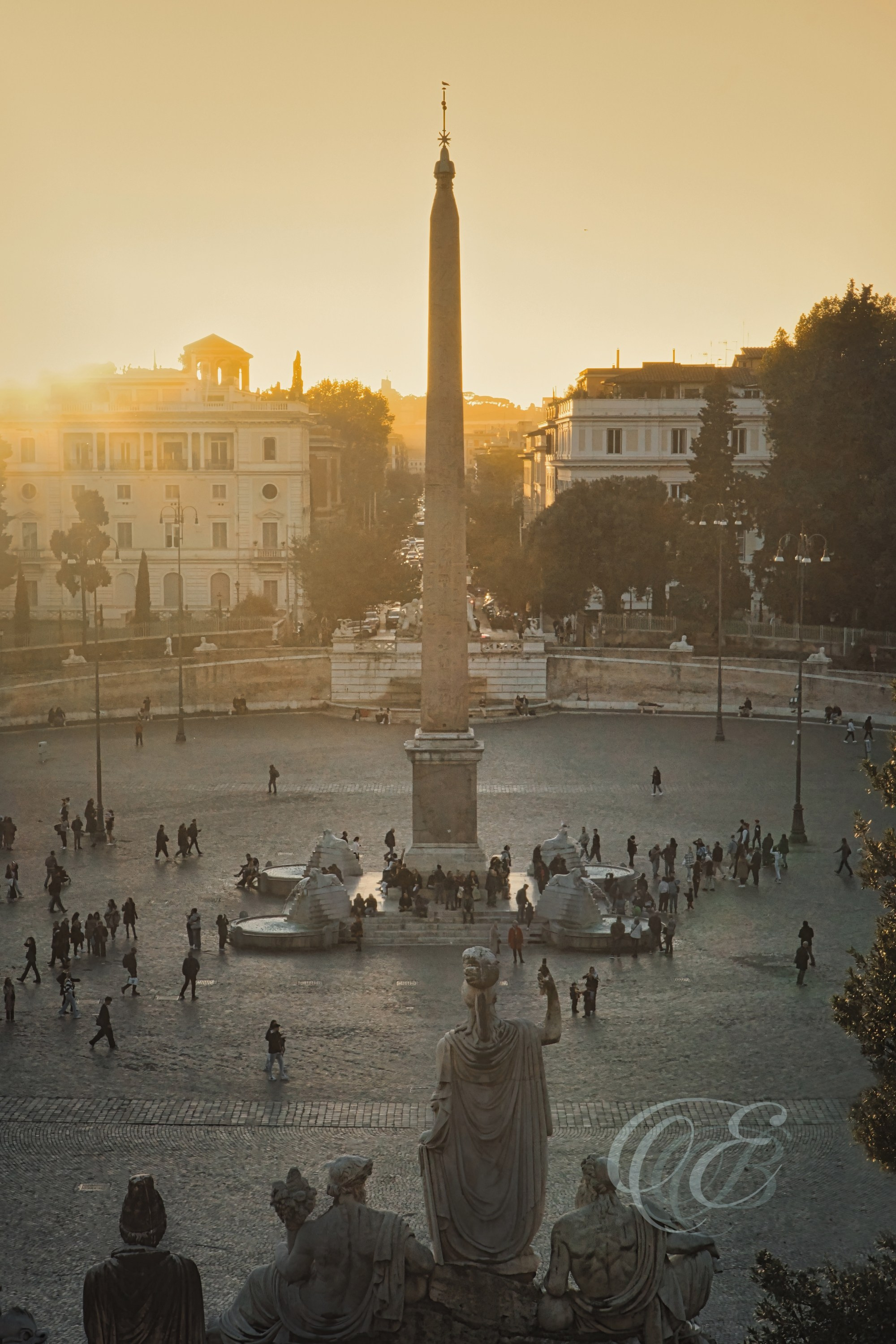 Rome Italy - Sunset in Piazza del Popolo - Eduardo Bartoli Fine Art Photography - Fine art photograph of Piazza del Popolo at sunset in Rome, Italy – photography by Eduardo Bartoli.