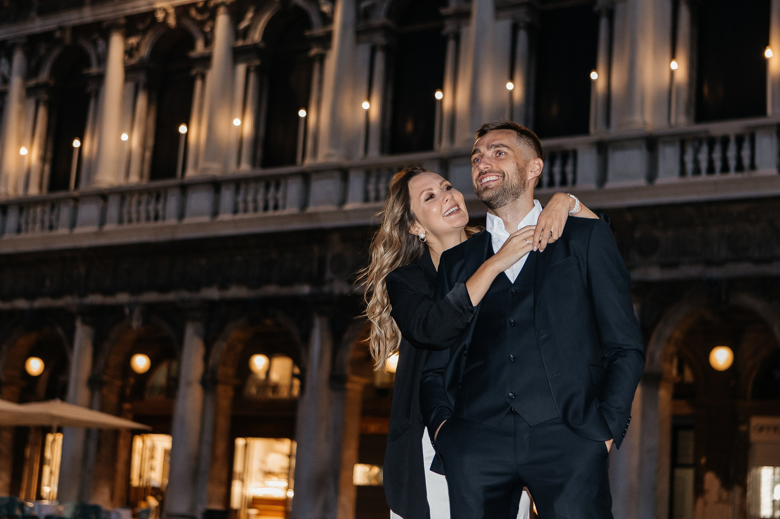 Love story in night Venice