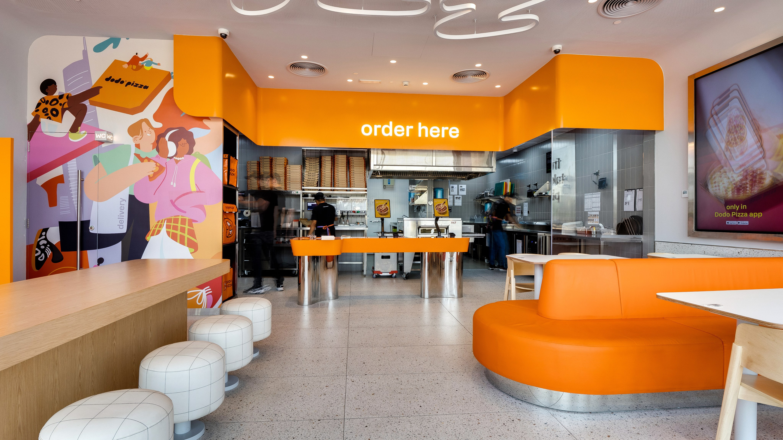 Commercial Interior Photography — Dodo Pizza Café in Dubai. Hotel Photographer in Dubai — Interiors & Commercial by Oleg Novikov