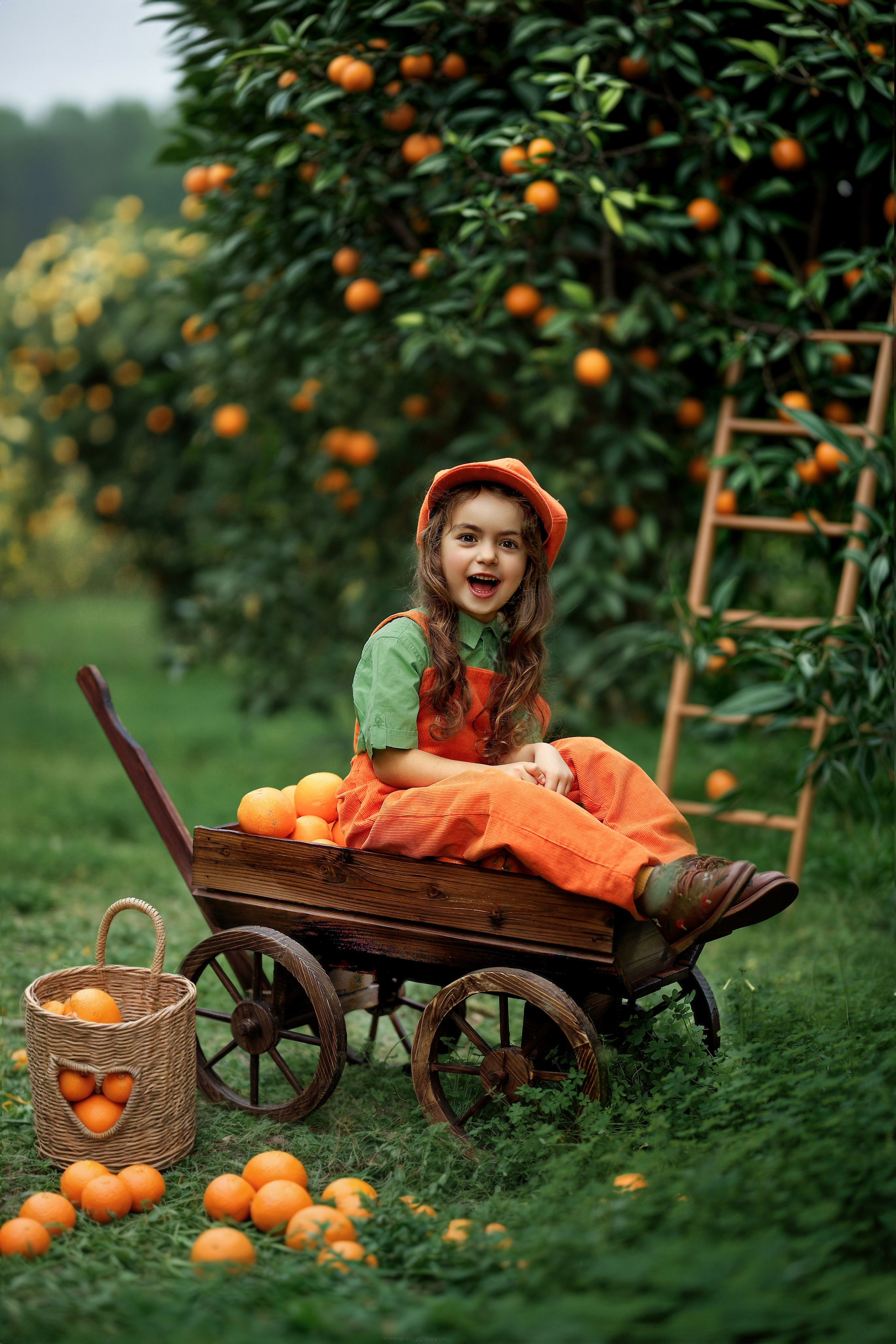 Photoshooting in orange garden. Photographer in Turkey, Antalya, Kemer, Belek, Side, Kas, Fethiye