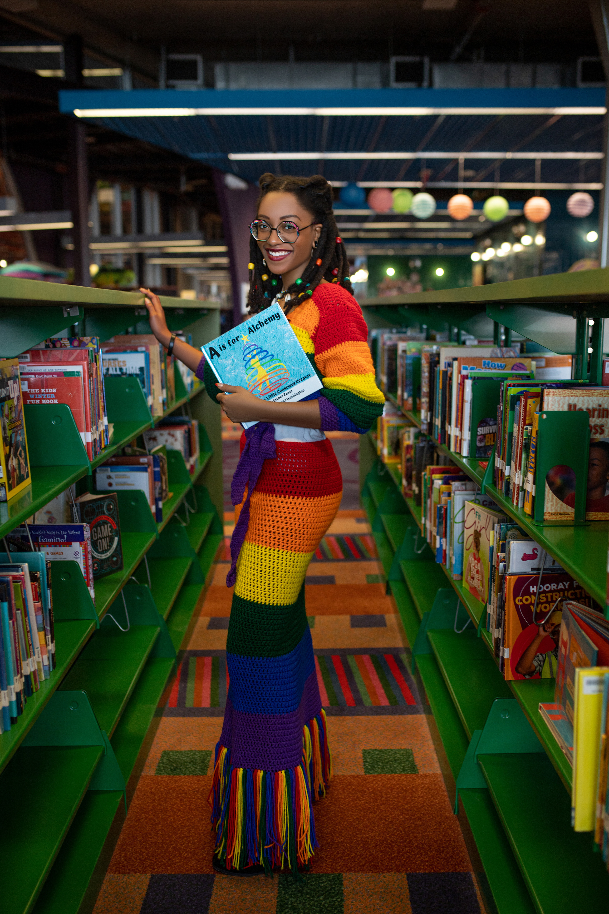Breanna photoshoot in a library. Oxana Photographer in Charlotte, NC