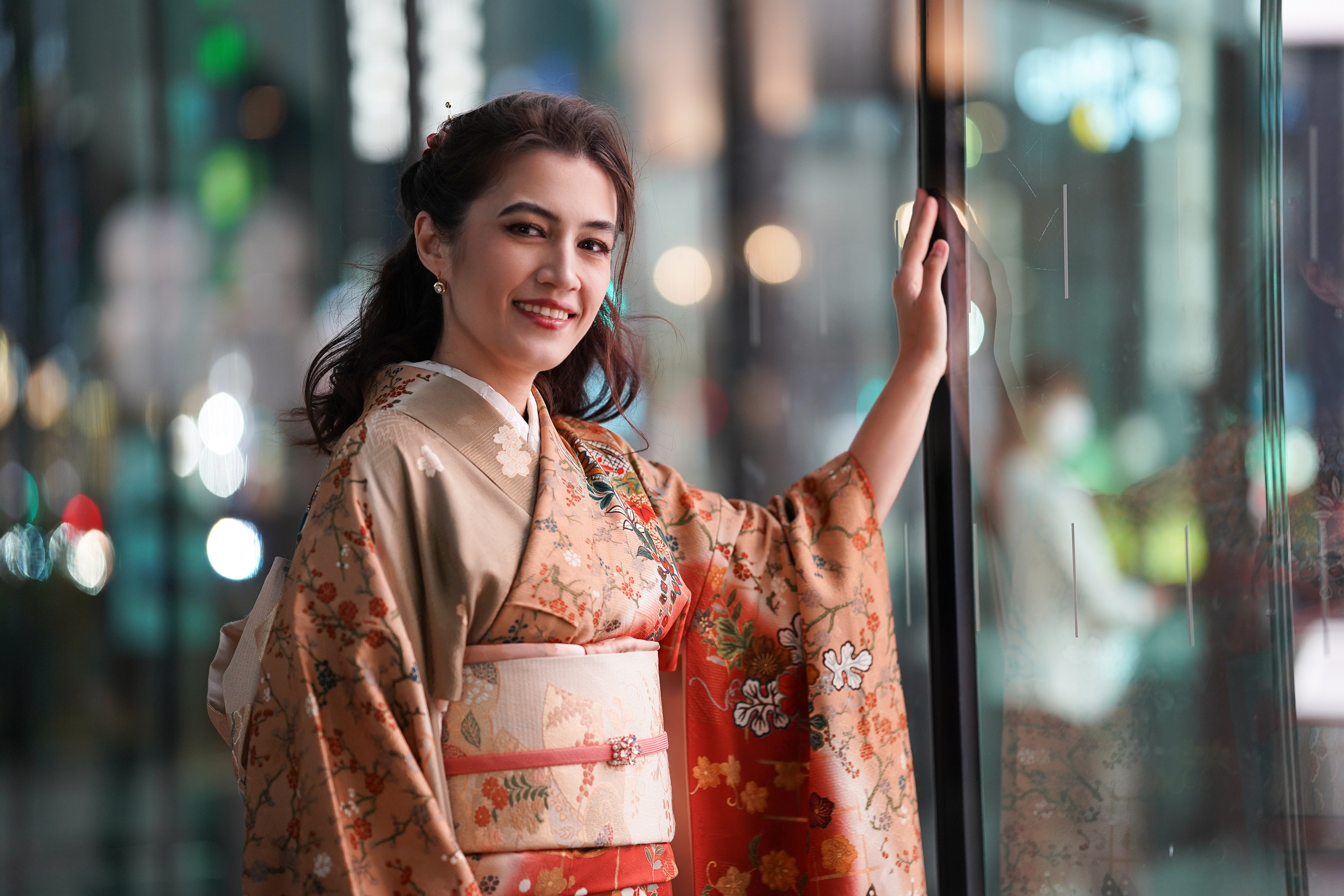 Вечерняя съёмка в Кимоно в Токио. Фотограф в Токио Япония